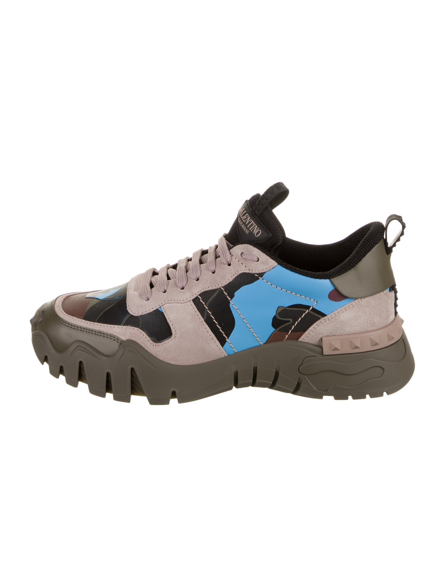 Valentino Leather Camouflage Print Sneakers
