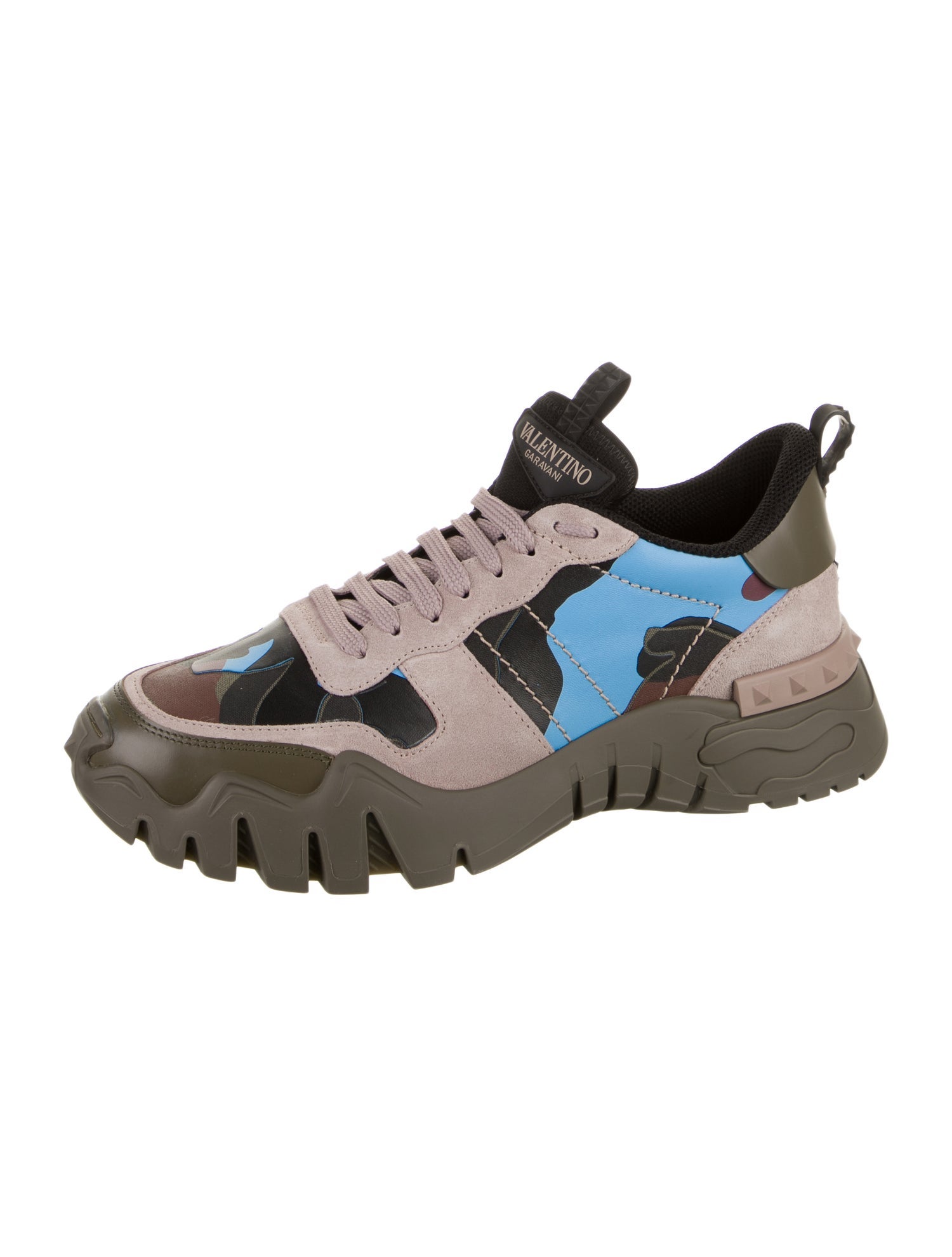 Valentino Leather Camouflage Print Sneakers
