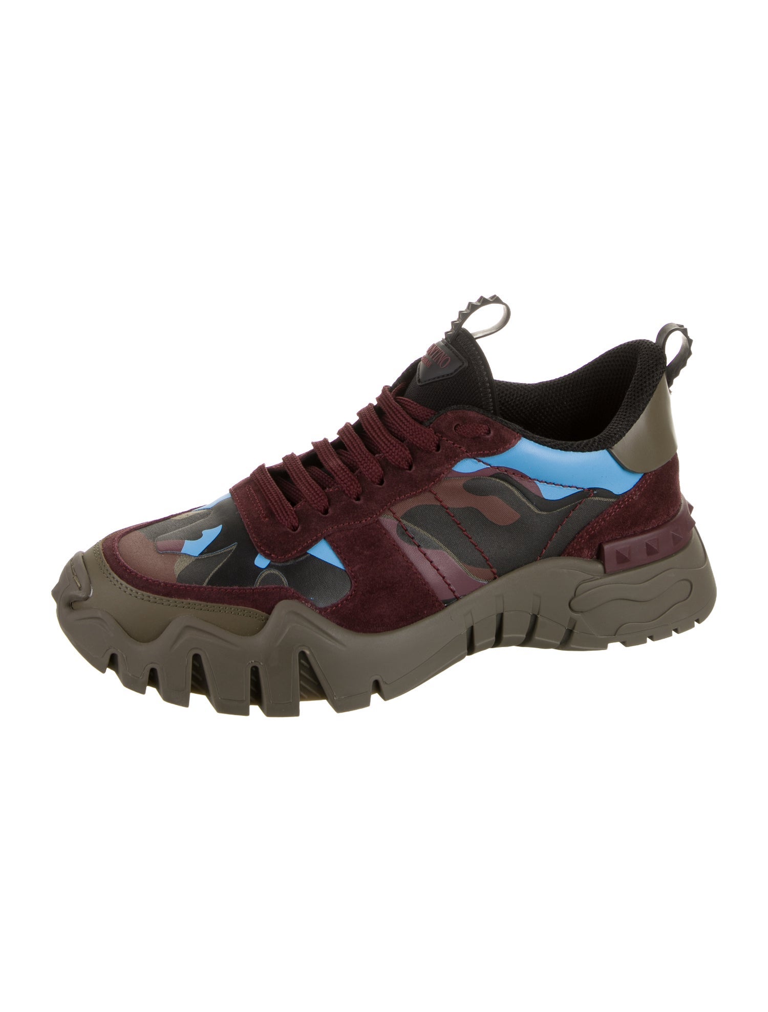 Valentino Suede Camouflage Print Sneakers
