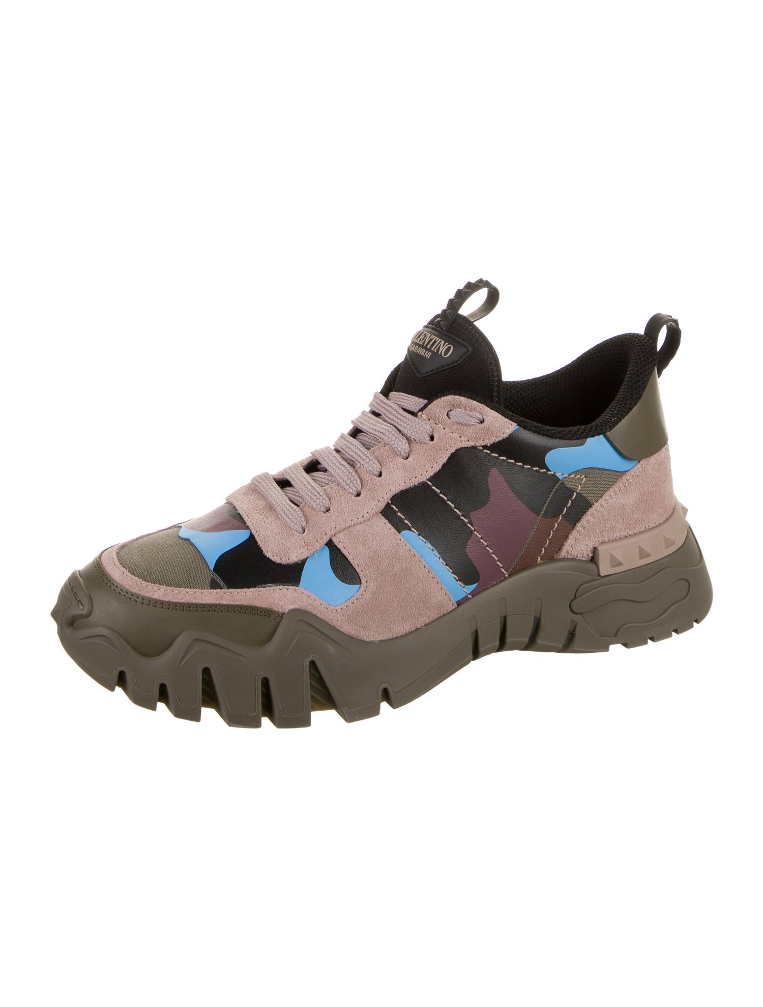 Valentino Suede Camouflage Print Sneakers