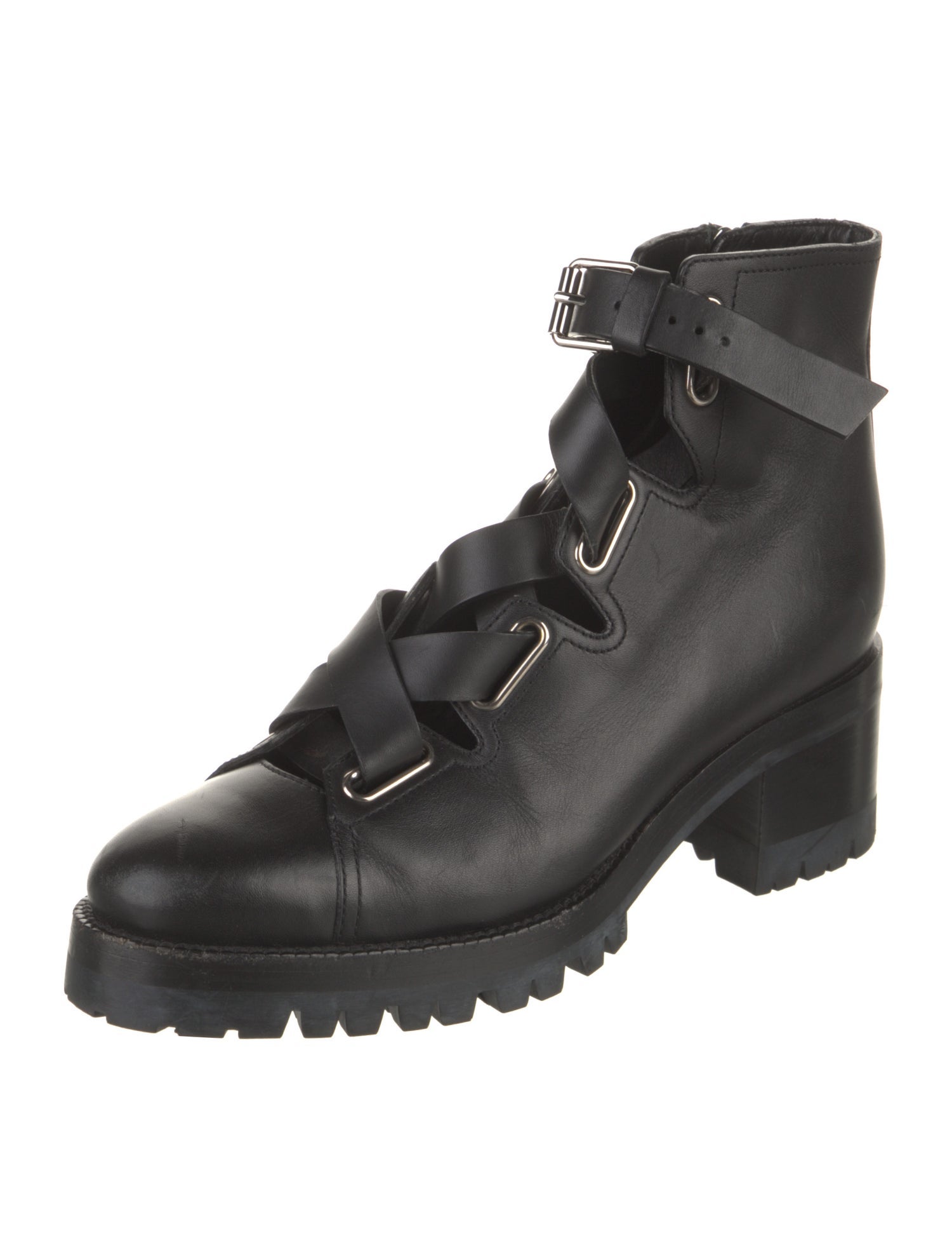 Valentino Leather Combat Boots