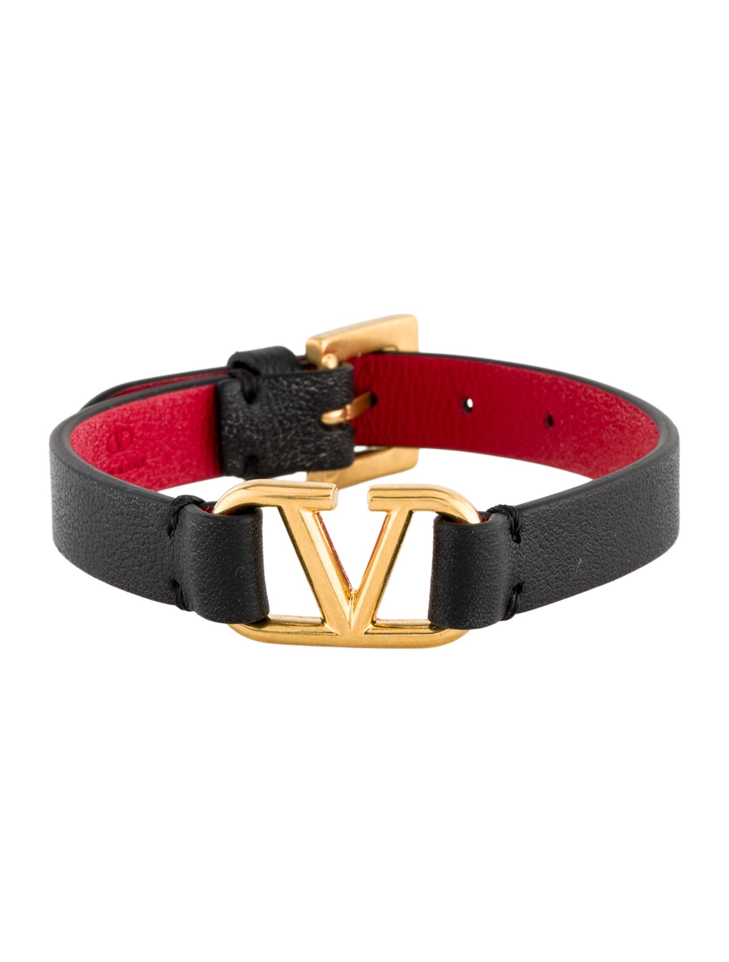 Valentino Leather Vlogo Signature Wrap Bracelet