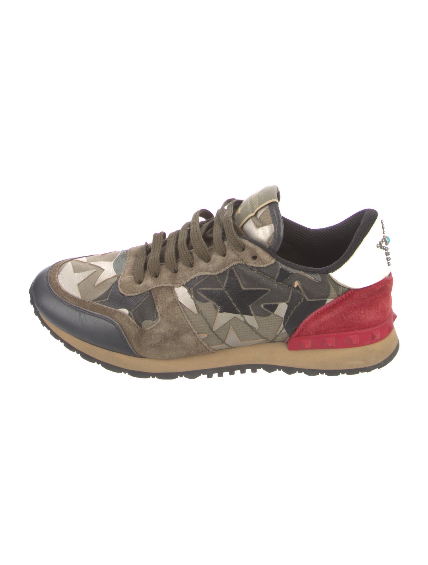 Valentino Rockstud Accents Leather Athletic Sneakers