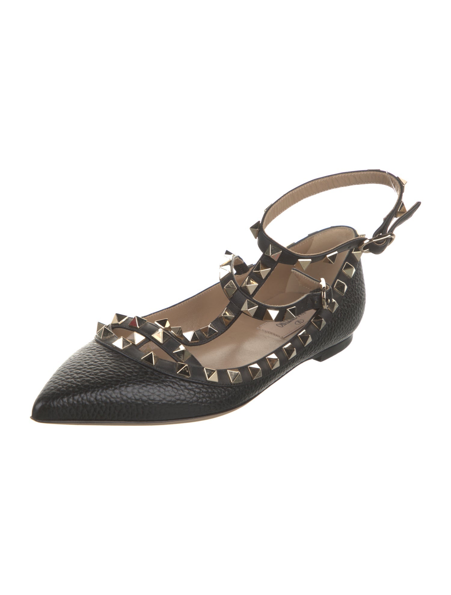 Valentino Rockstud Accents Leather Ballet Flats