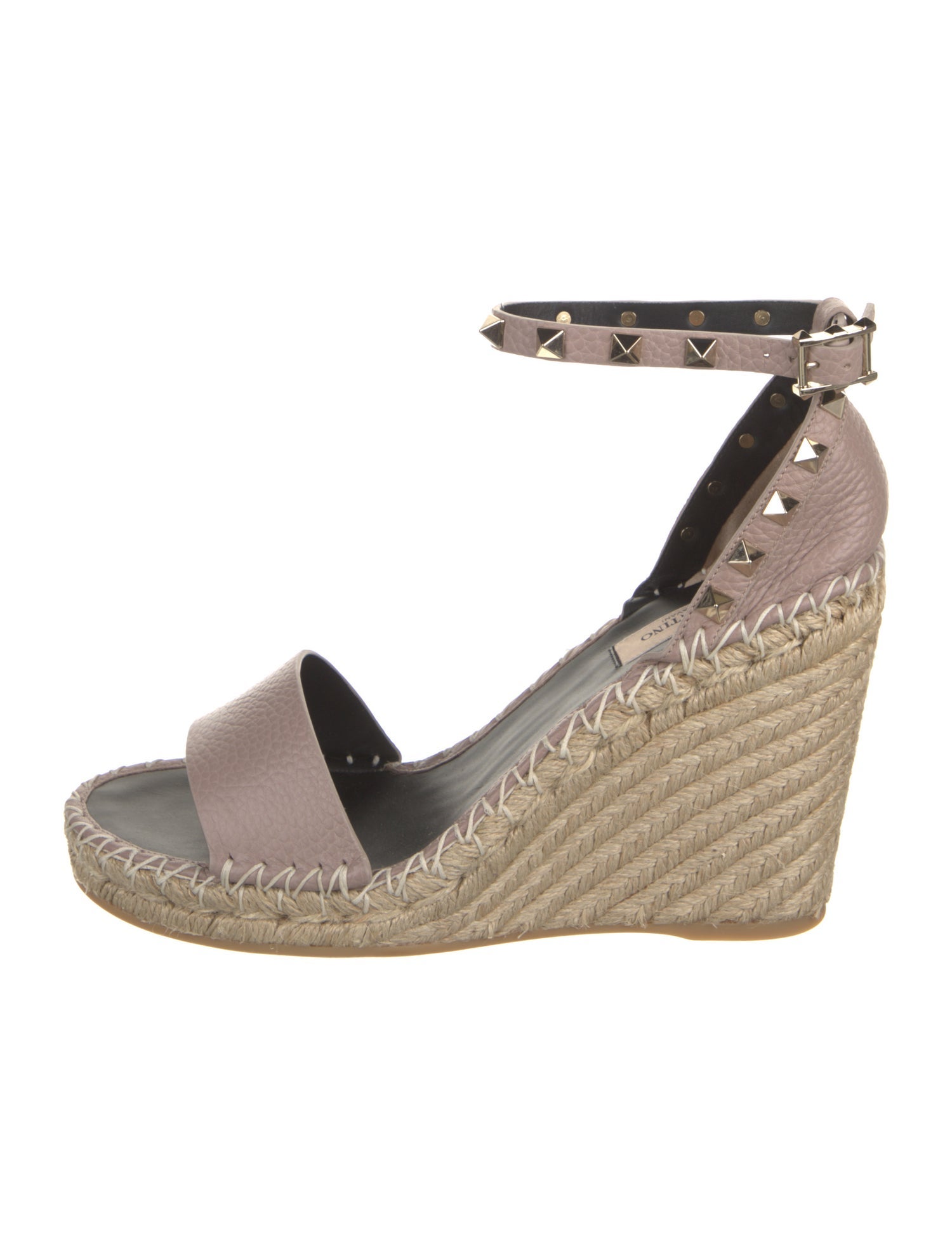 Valentino Leather Studded Accents Espadrilles