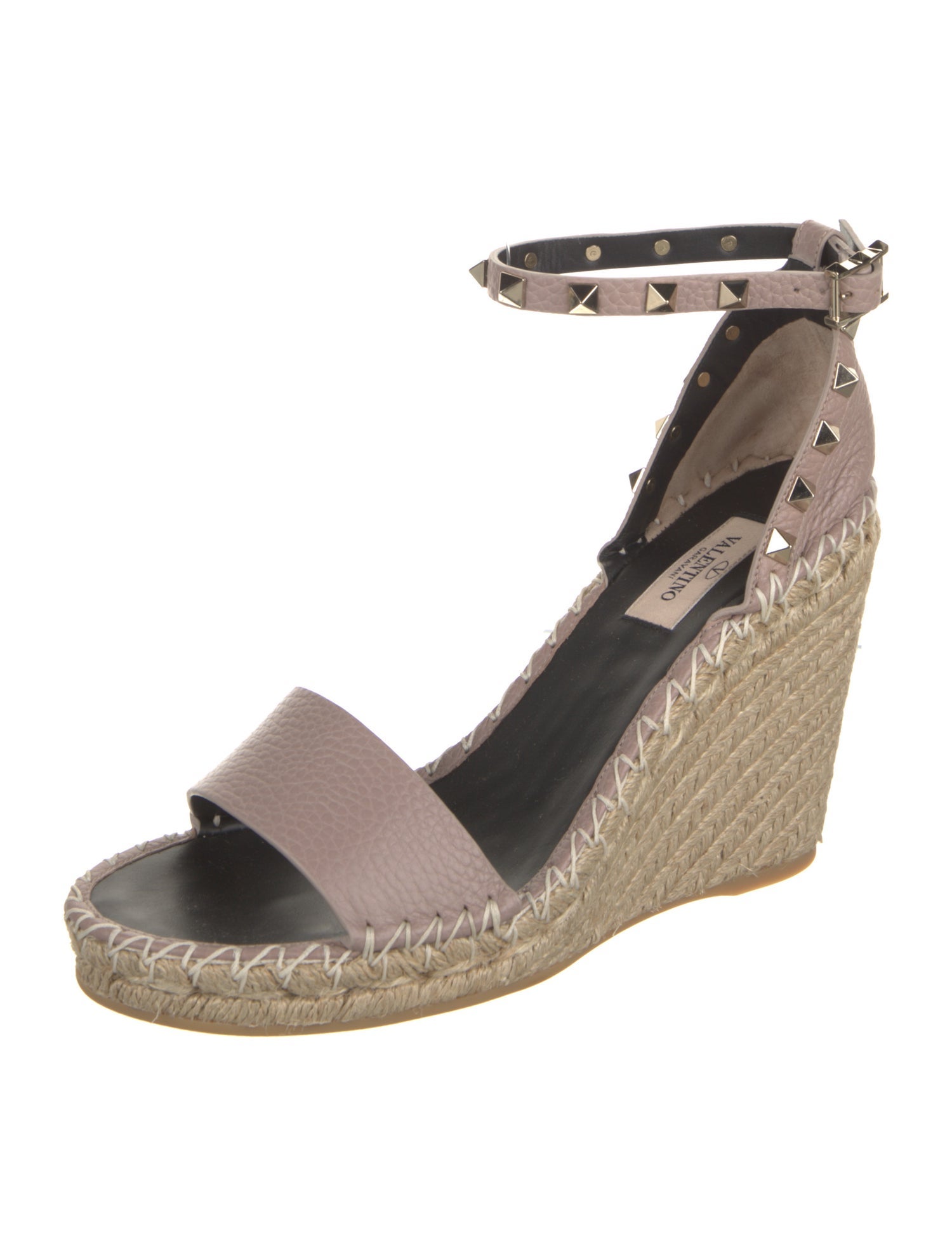 Valentino Leather Studded Accents Espadrilles