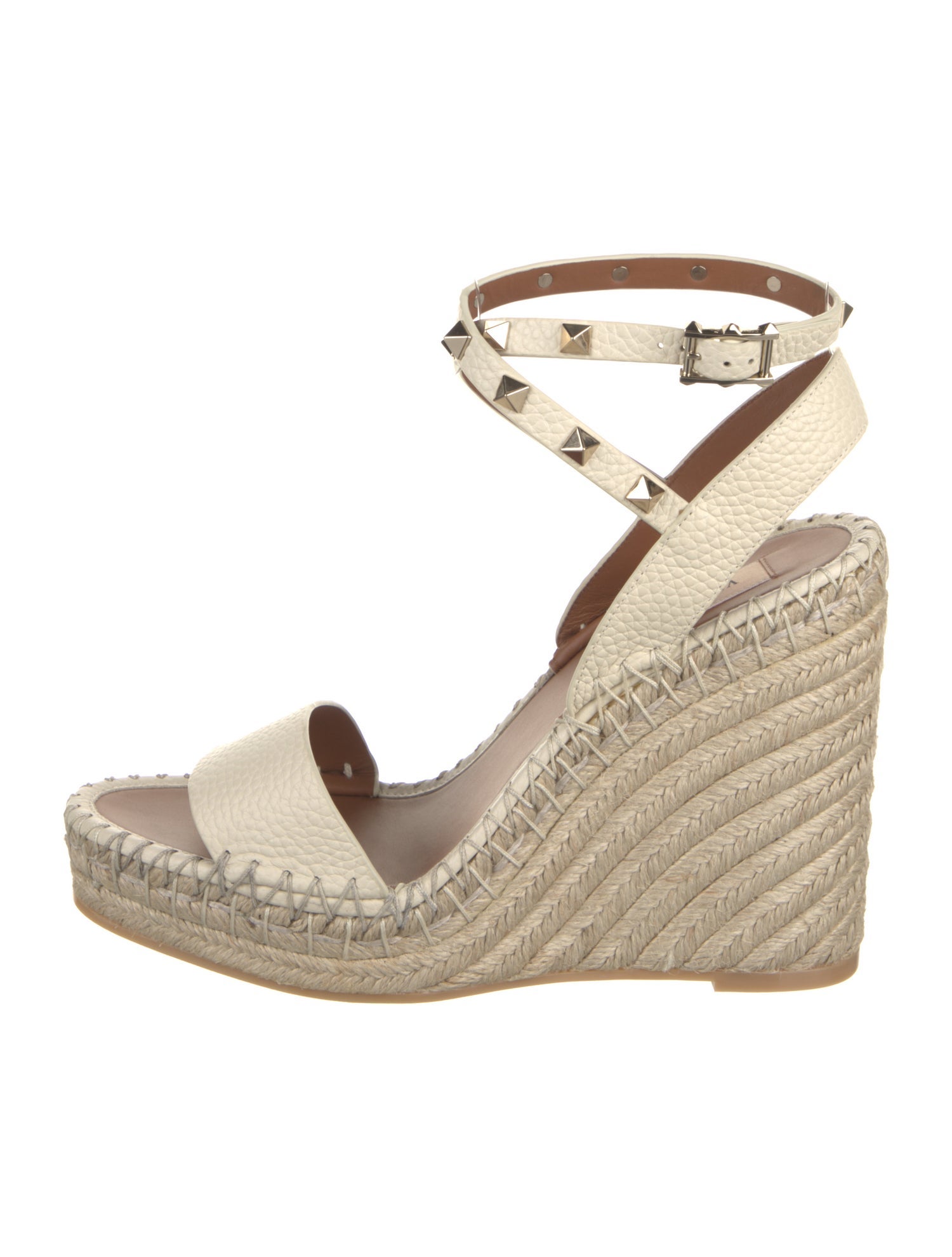 Valentino Leather Studded Accents Espadrilles