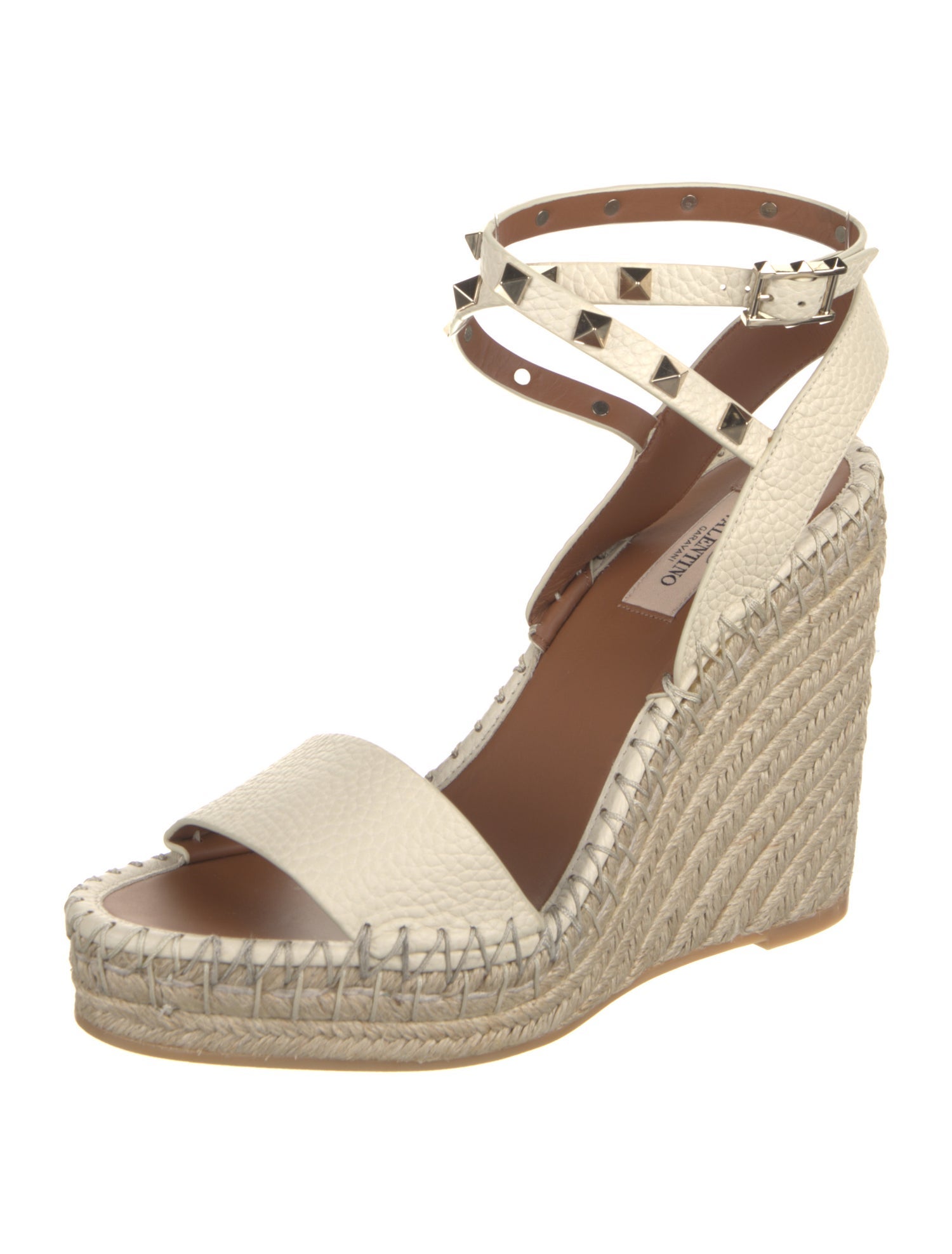 Valentino Leather Studded Accents Espadrilles