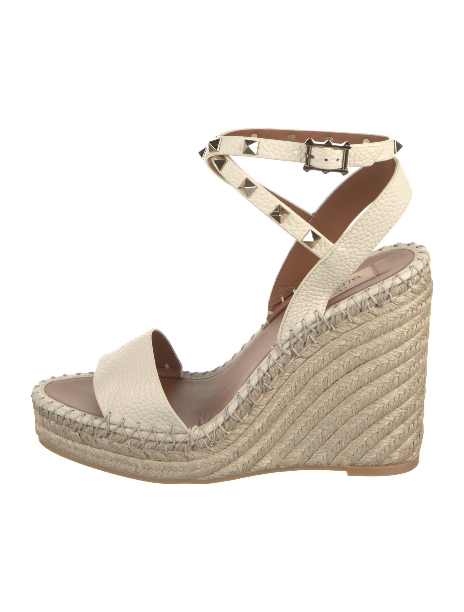 Valentino Leather Studded Accents Espadrilles