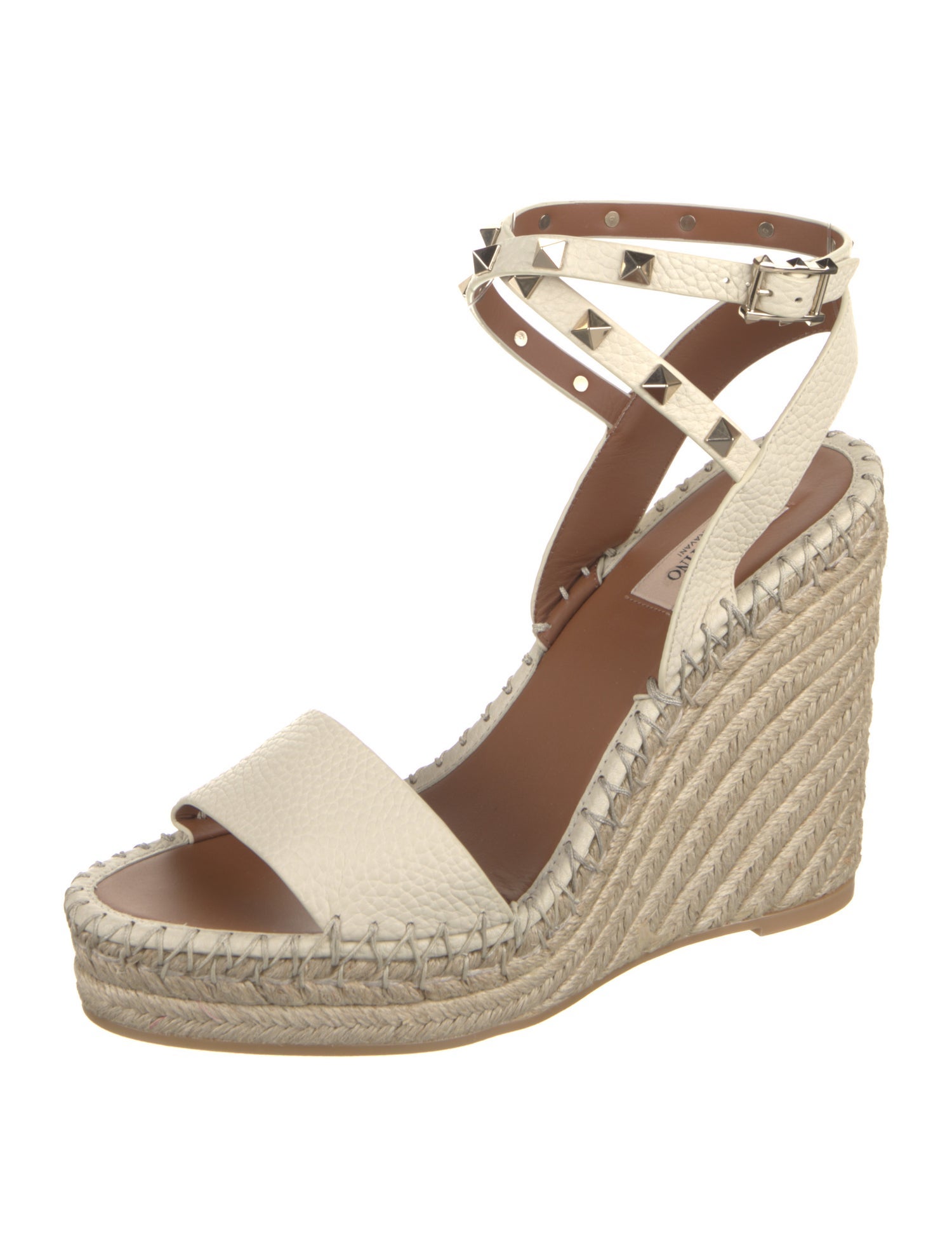 Valentino Leather Studded Accents Espadrilles