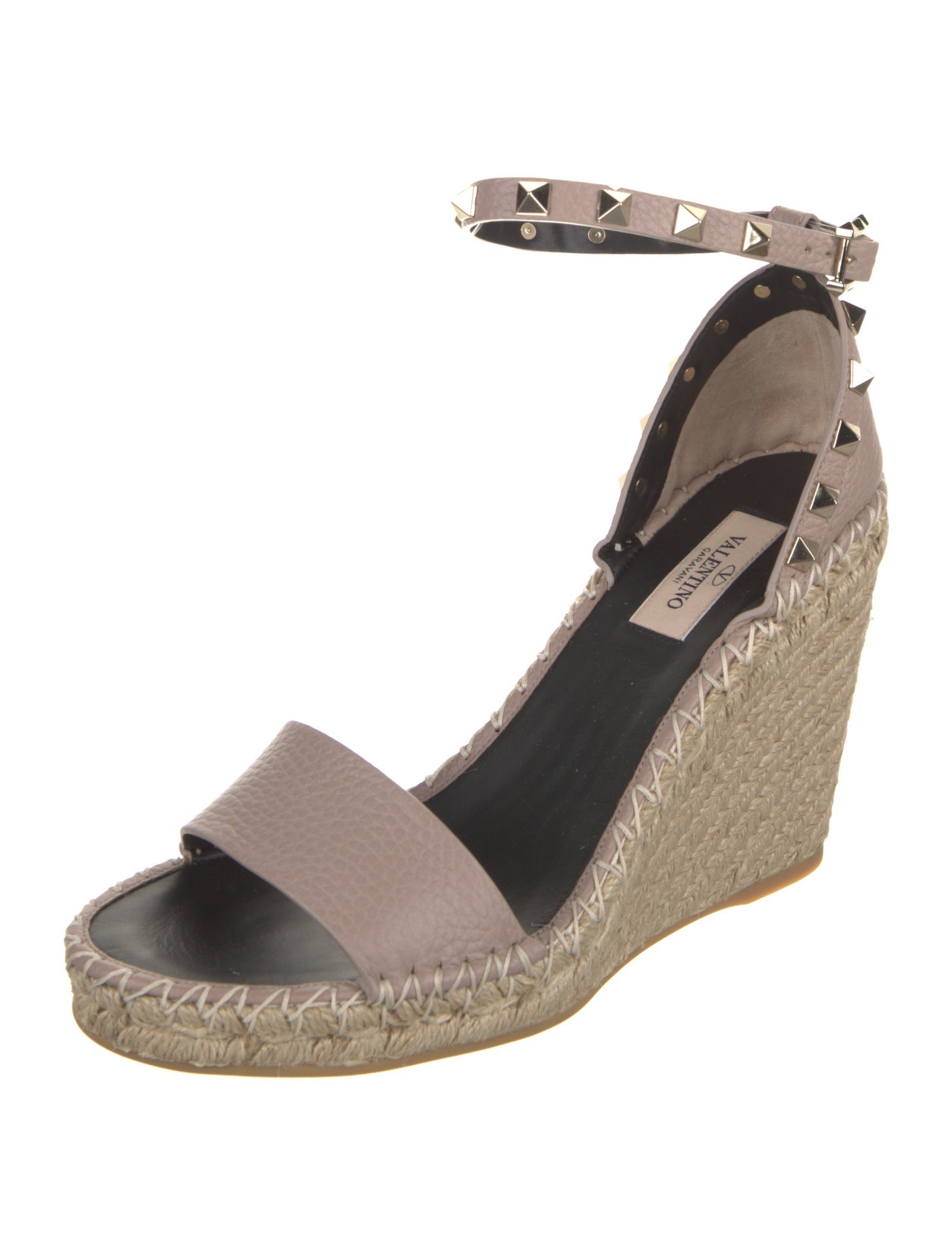 Valentino Leather Studded Accents Espadrilles