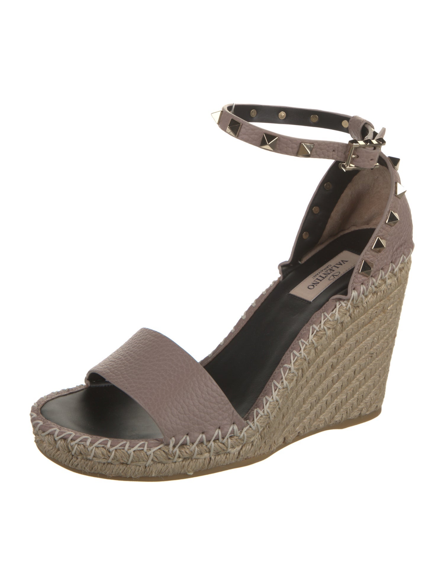 Valentino Leather Studded Accents Espadrilles