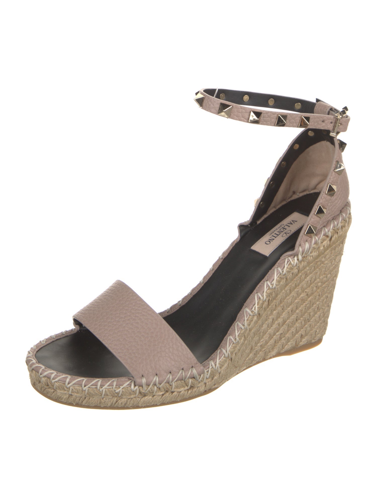 Valentino Leather Studded Accents Espadrilles