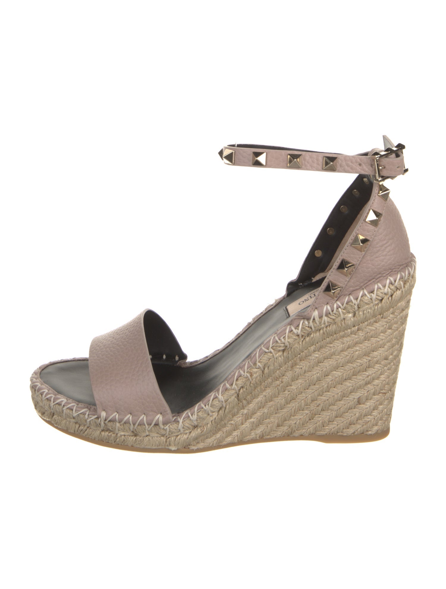 Valentino Leather Studded Accents Espadrilles