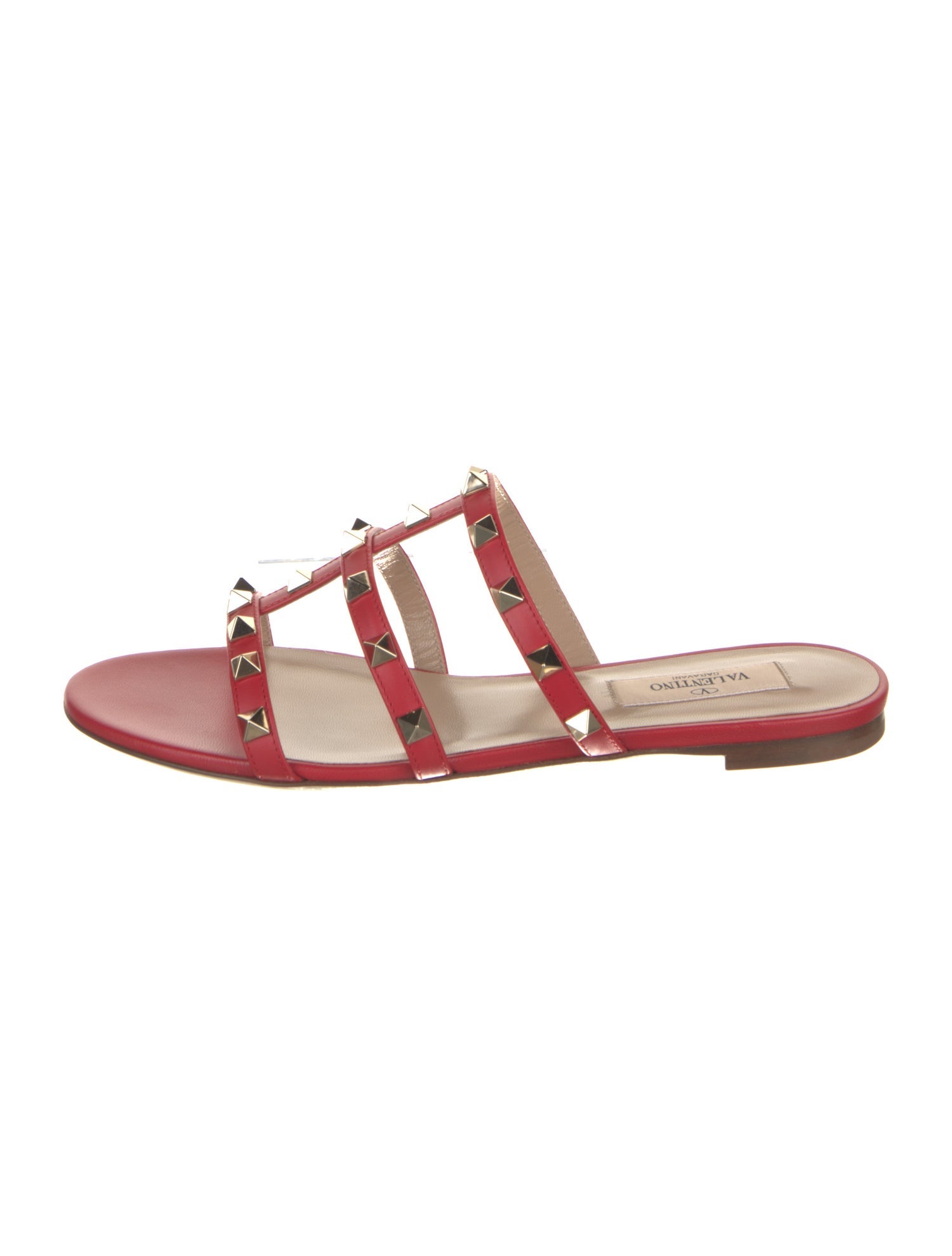 Valentino Leather Studded Accents Slides