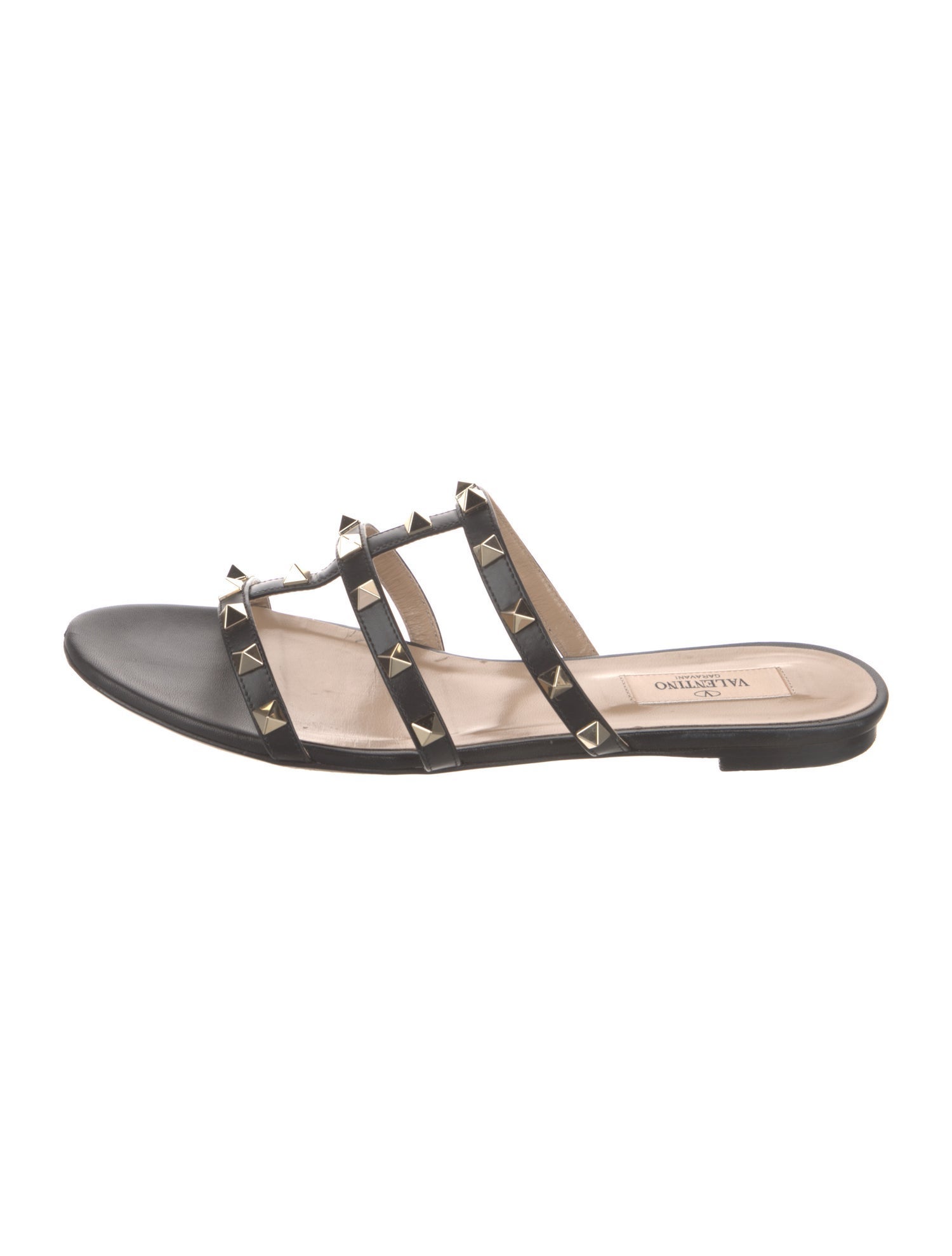 Valentino Rockstud Accents Leather Slides