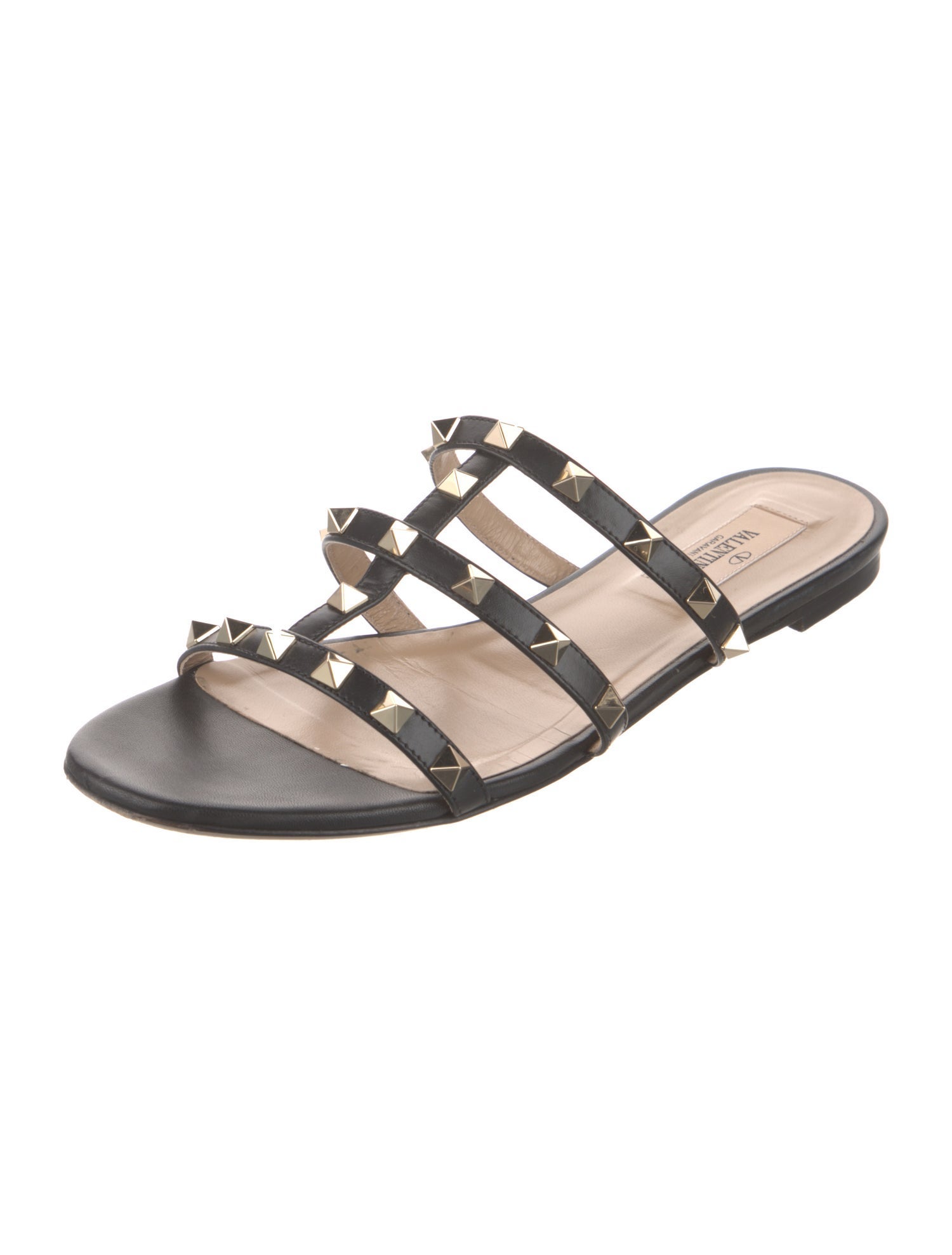 Valentino Rockstud Accents Leather Slides