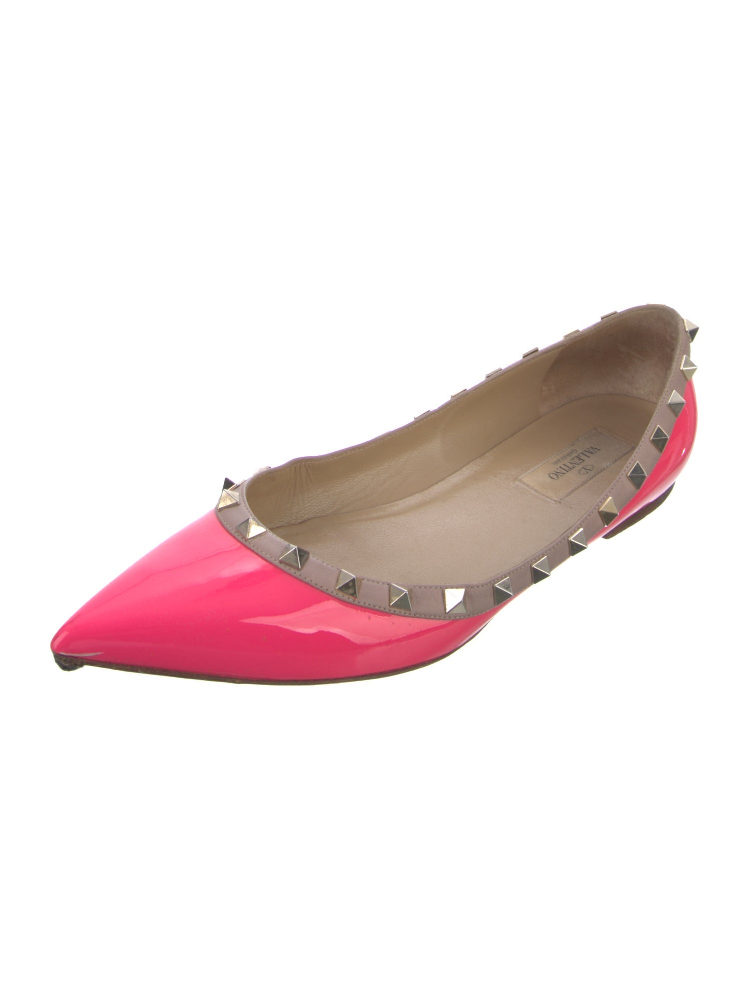 Valentino Rockstud Accents Patent Leather Ballet Flats