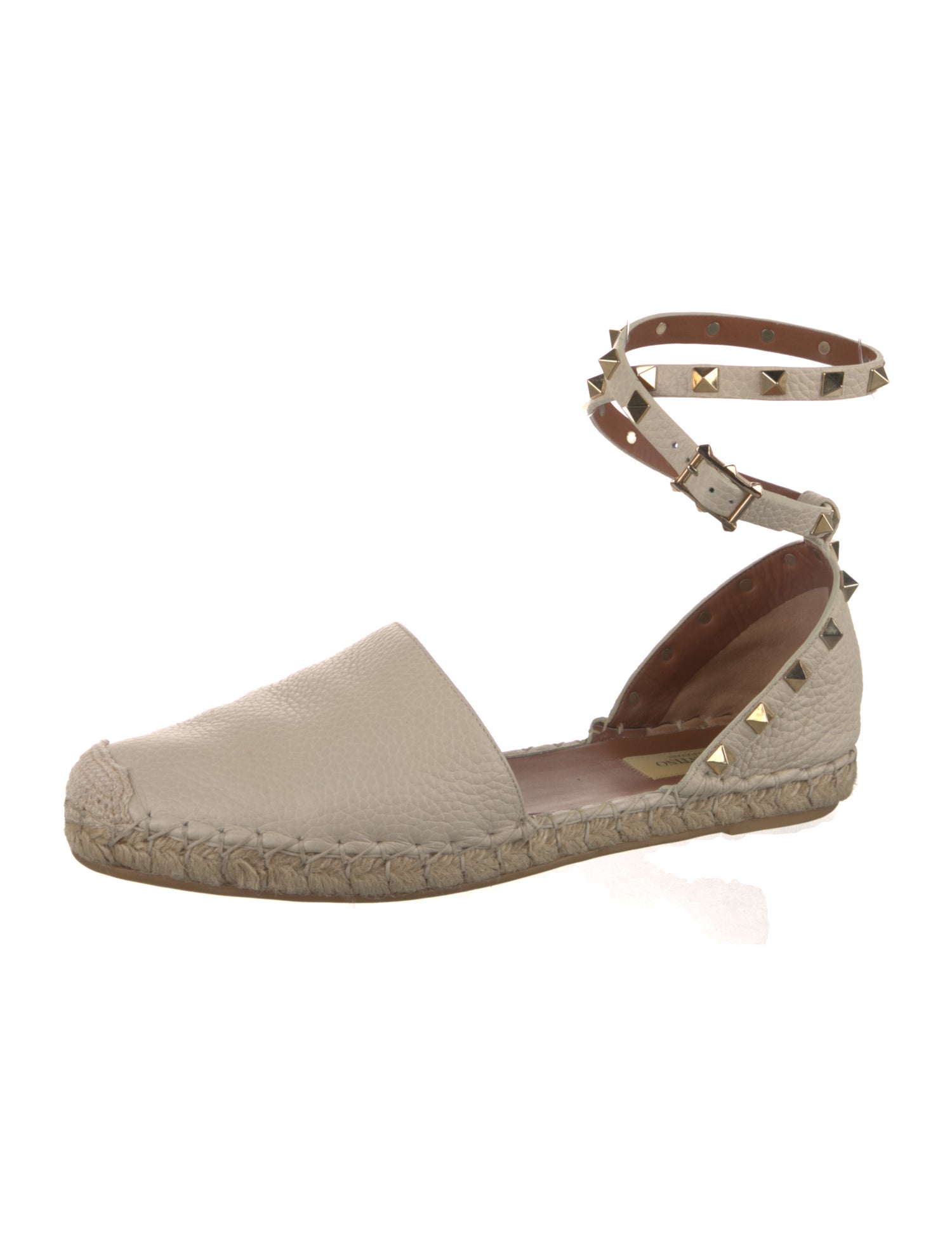 Valentino Rockstud Accents Leather Espadrilles