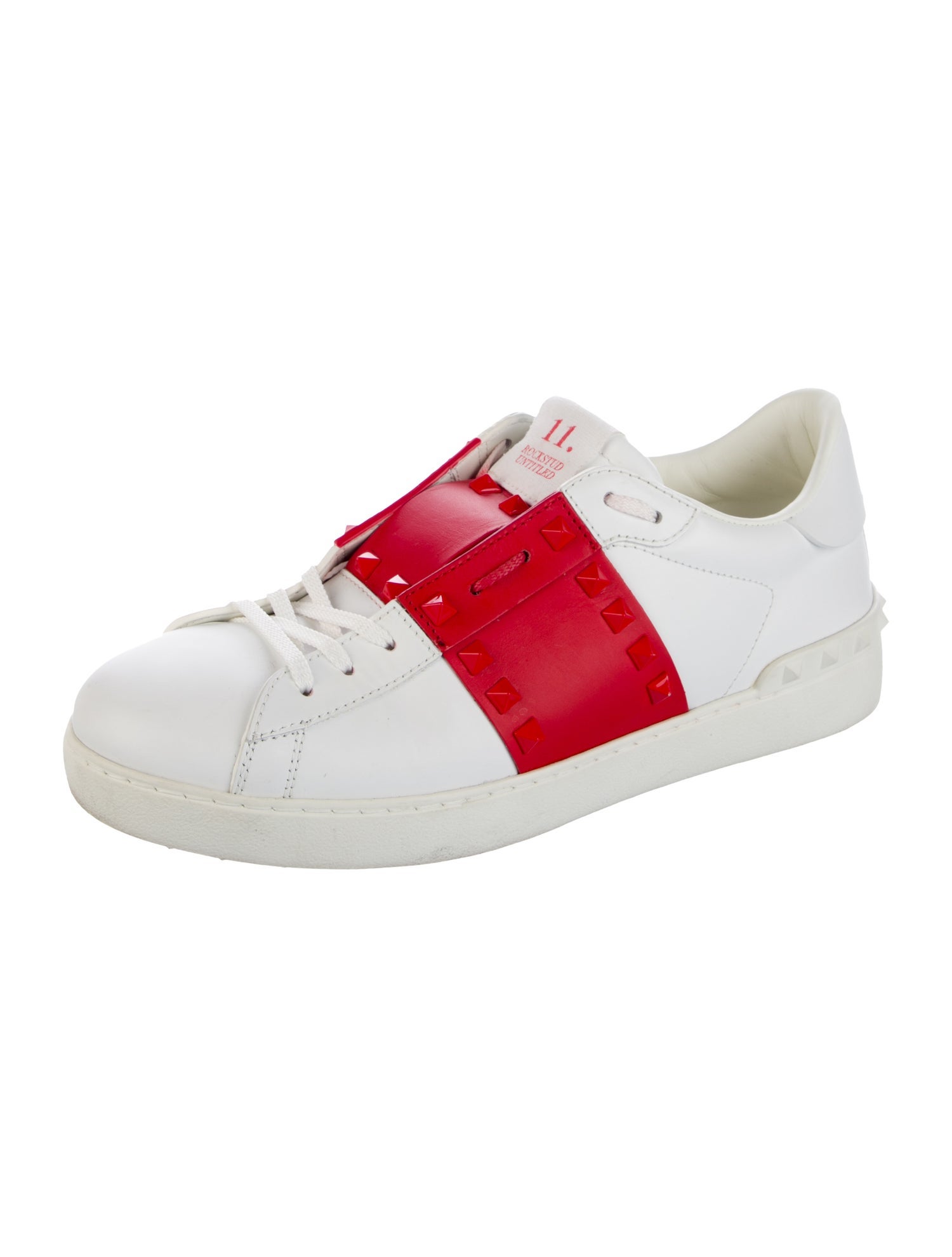 Valentino Rockstud Accents Leather Sneakers