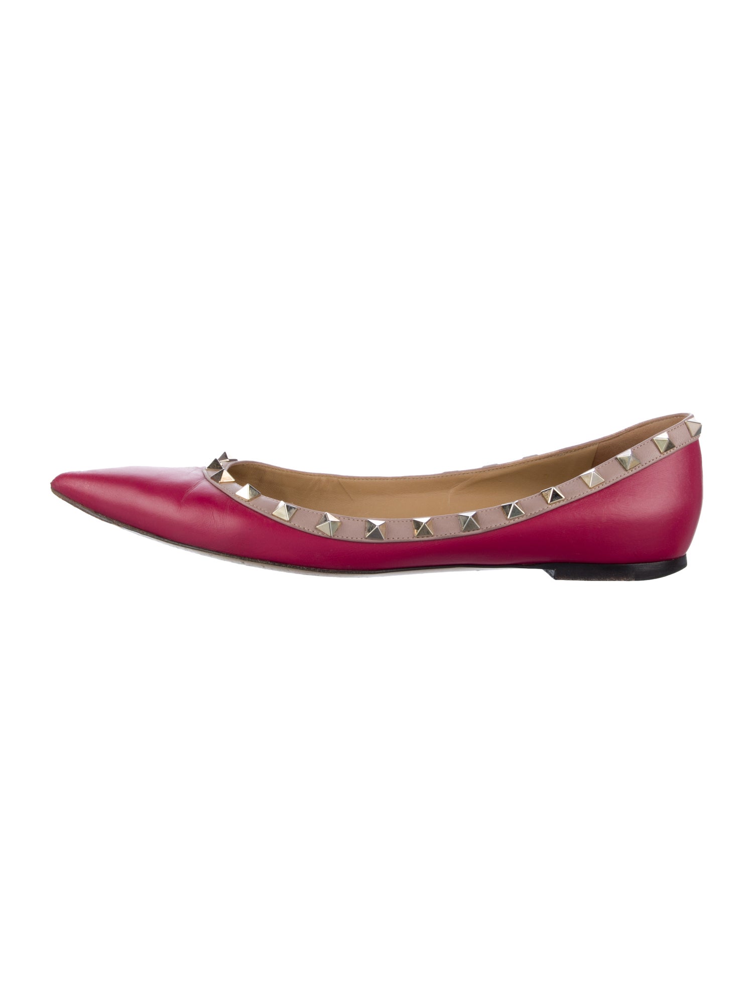 Valentino Rockstud Accents Leather Ballet Flats