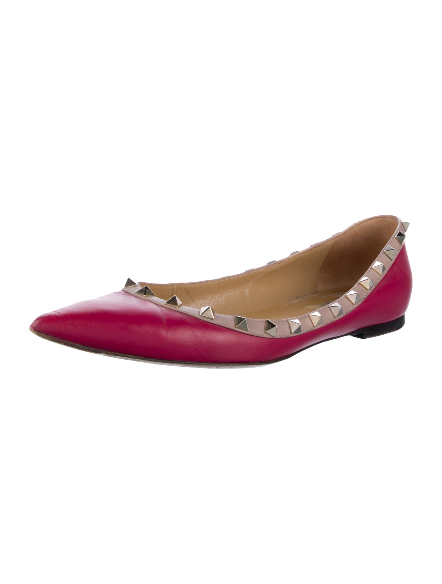 Valentino Rockstud Accents Leather Ballet Flats