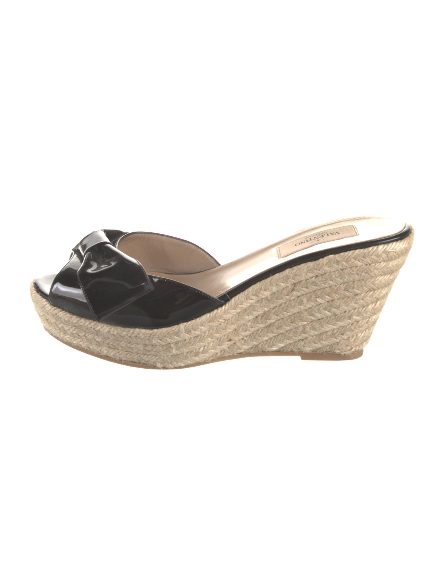 Valentino Patent Leather Bow Accents Espadrilles