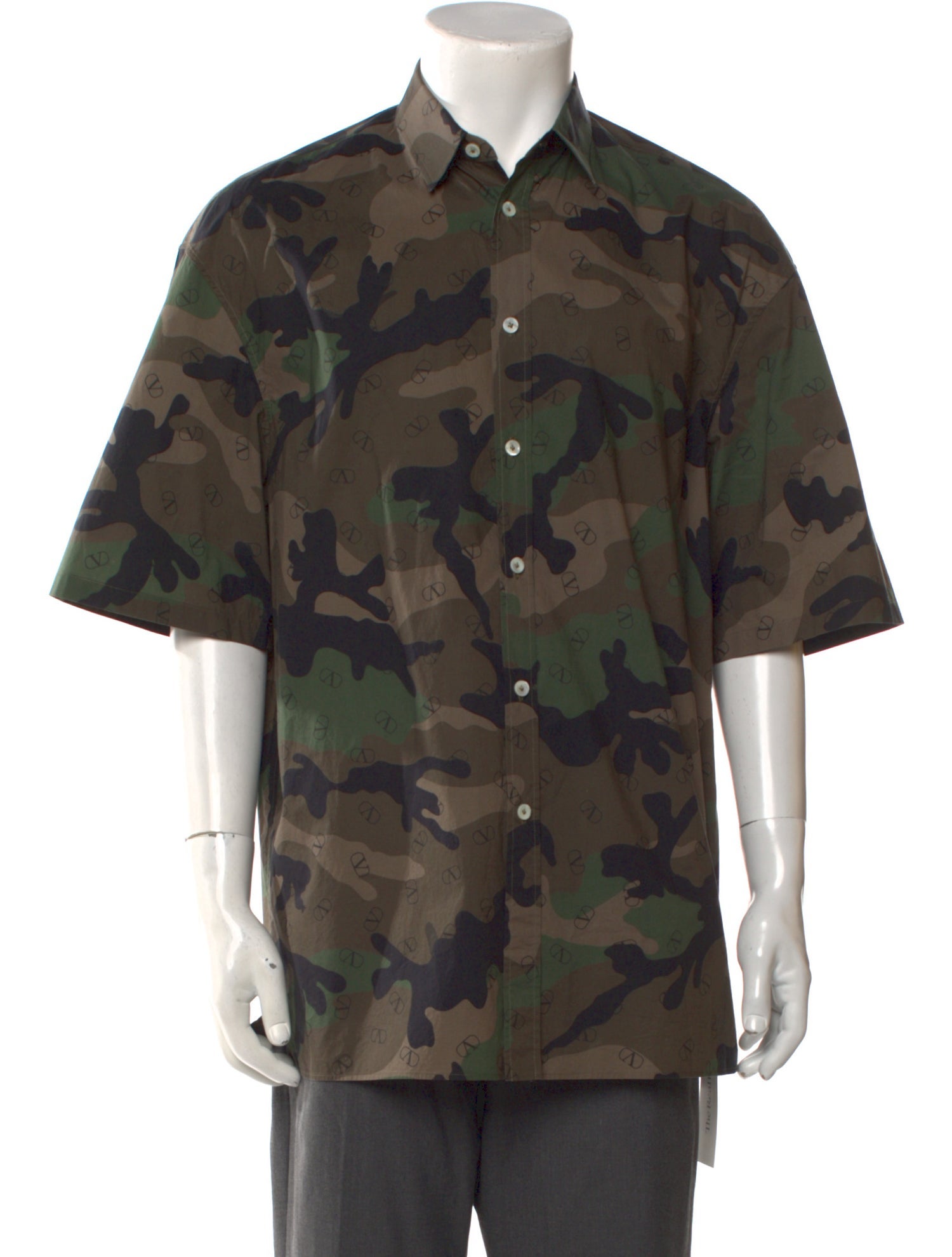 Valentino Camouflage Print Short Sleeve Shirt