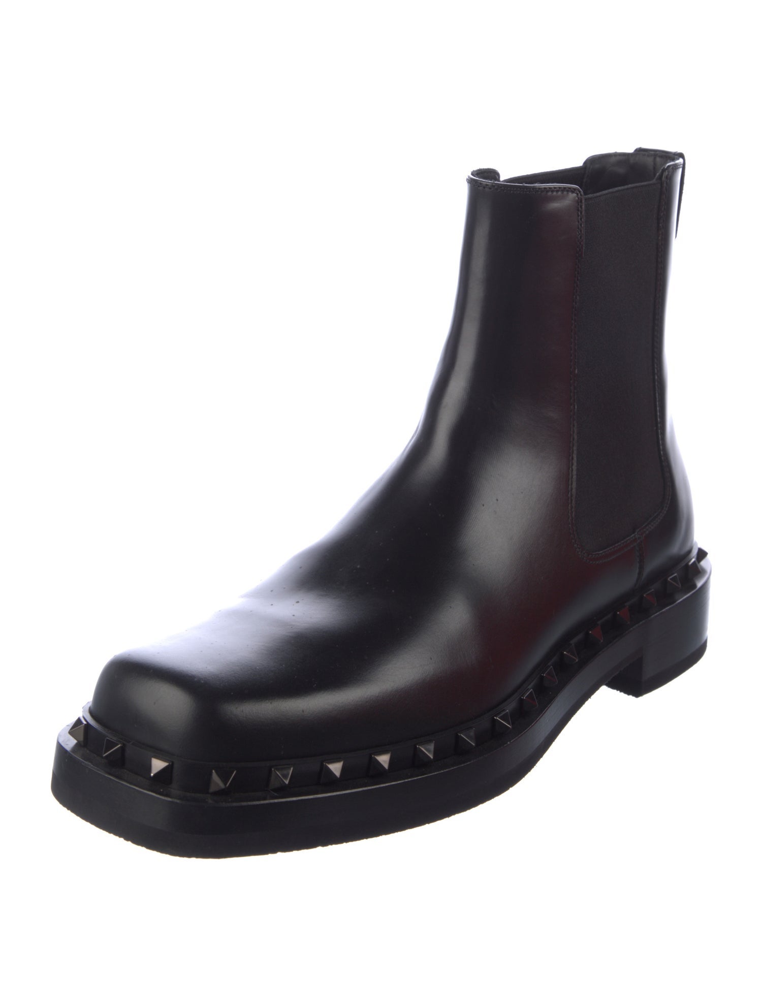 Valentino Rockstud Accents Leather Chelsea Boots