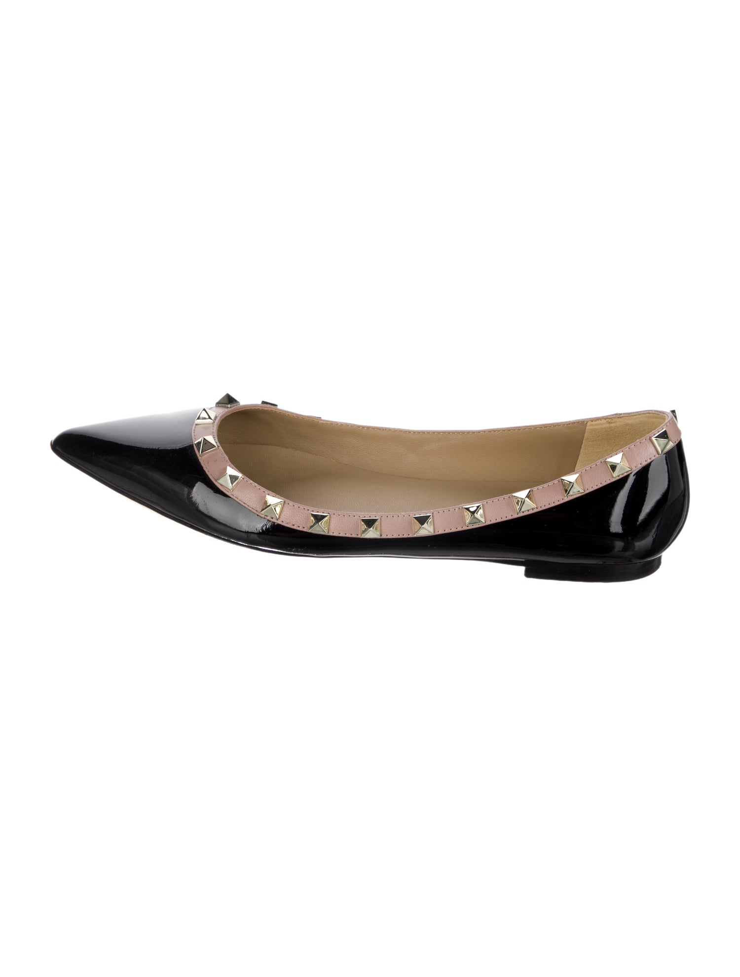 Valentino Rockstud Accents Patent Leather Ballet Flats