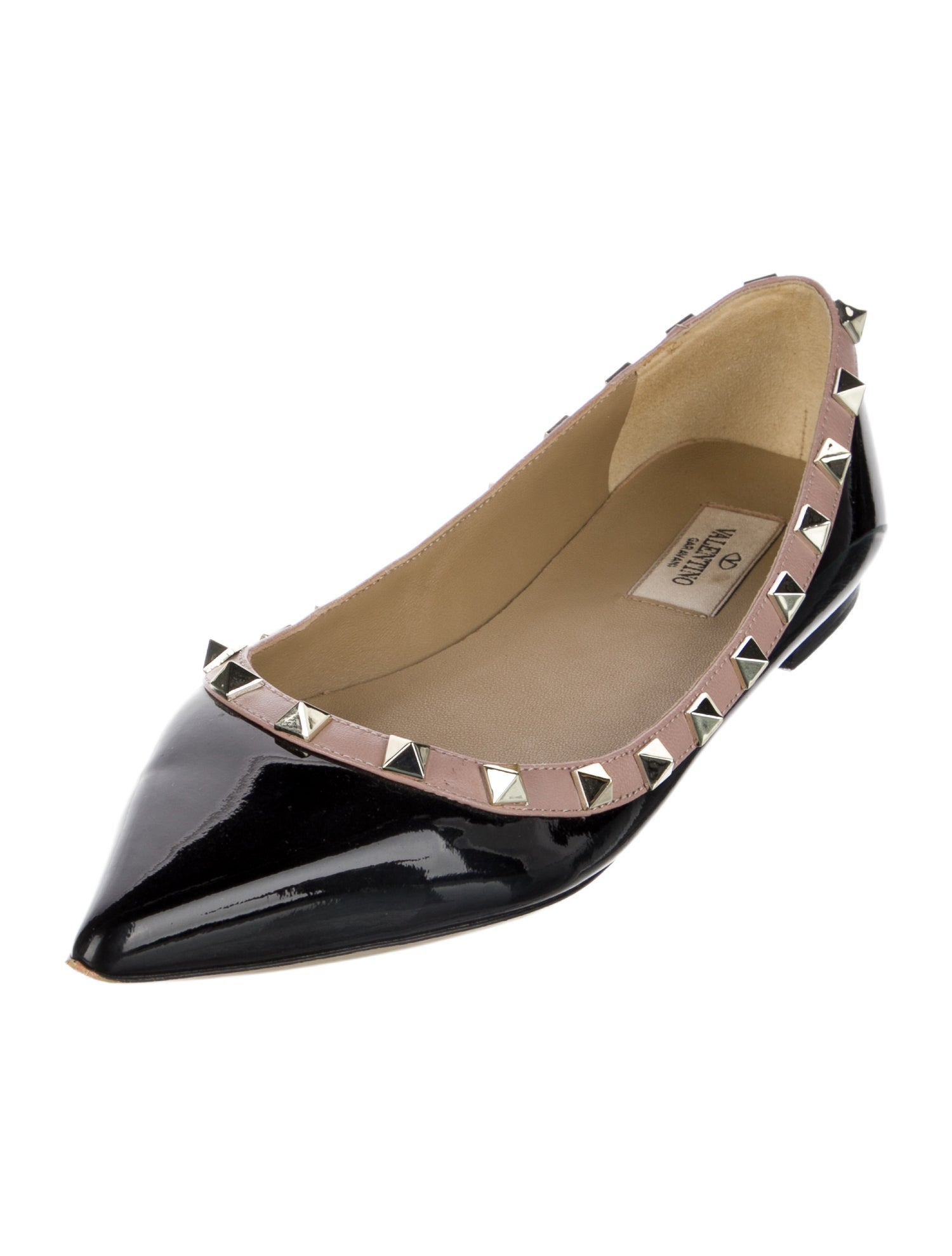 Valentino Rockstud Accents Patent Leather Ballet Flats