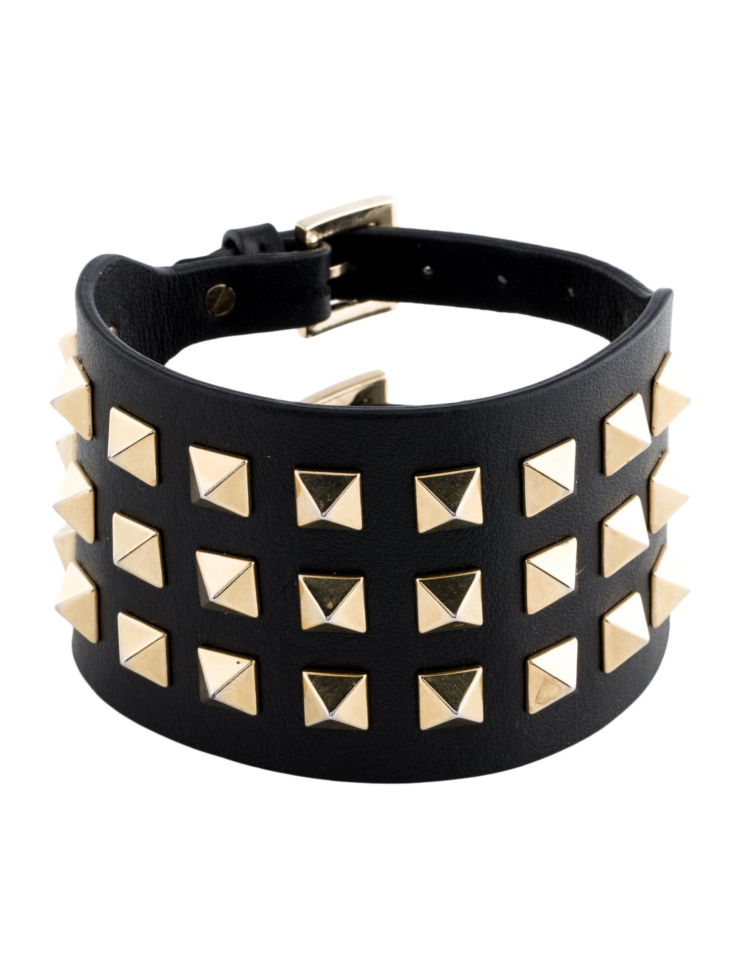 Valentino Leather Rockstud Wide Wrap Bracelet