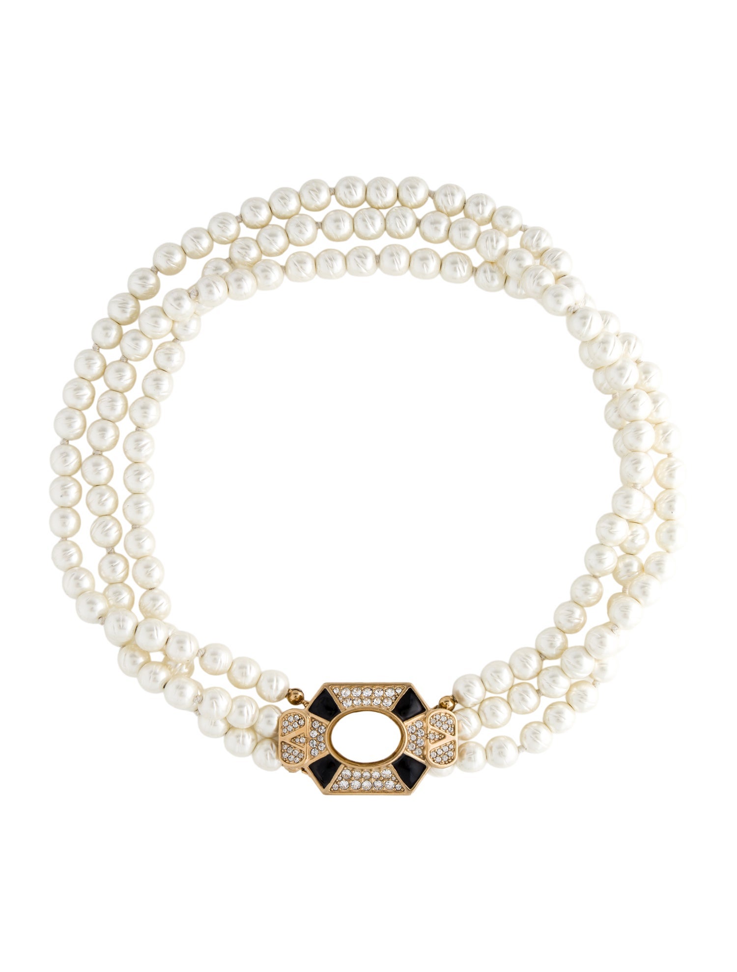 Valentino Faux Pearl, Crystals & Resin Multistrand Bead Necklace