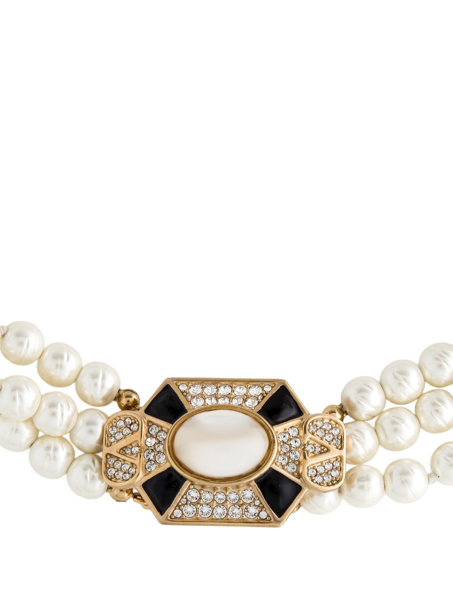 Valentino Faux Pearl, Crystals & Resin Multistrand Bead Necklace