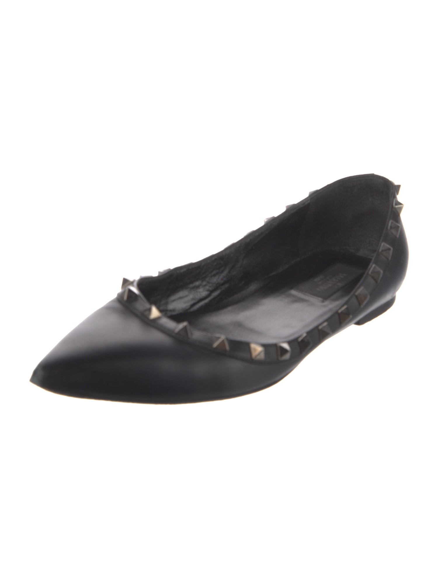 Valentino Rockstud Accents Leather Ballet Flats