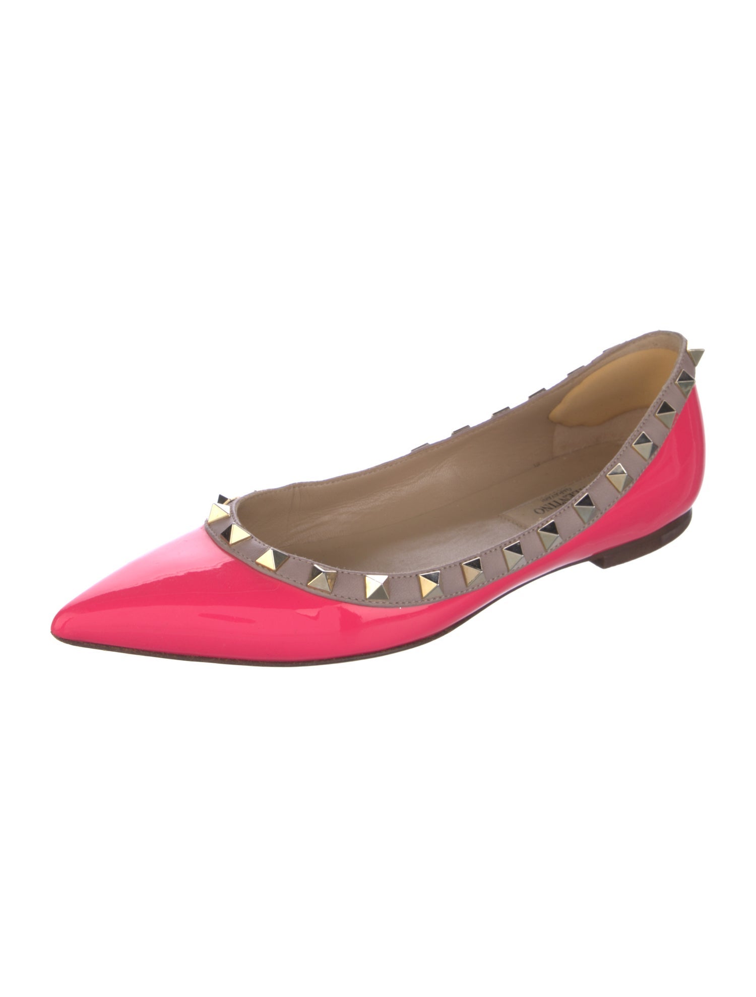 Valentino Rockstud Accents Patent Leather Ballet Flats