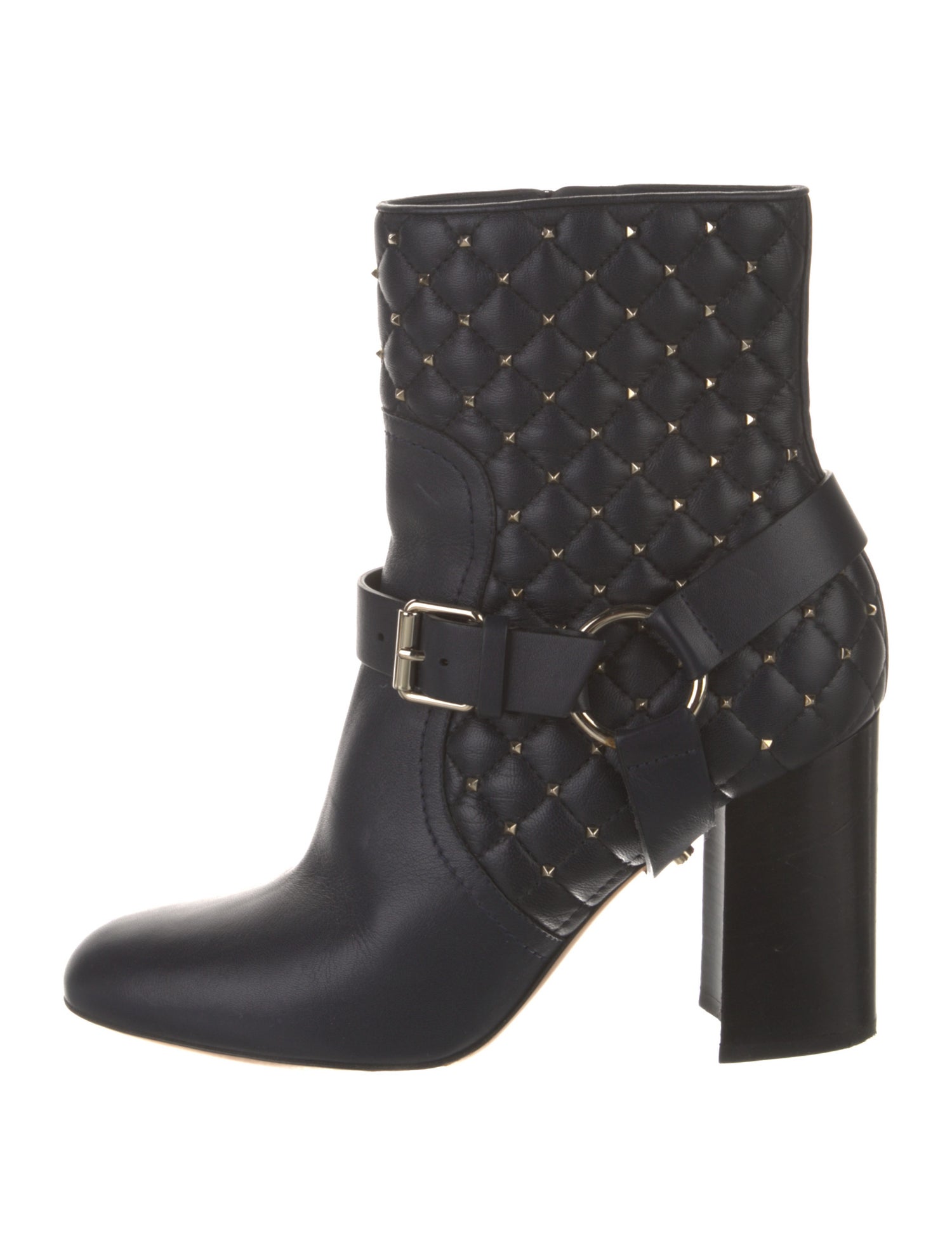 Valentino Rockstud Accents Leather Moto Boots