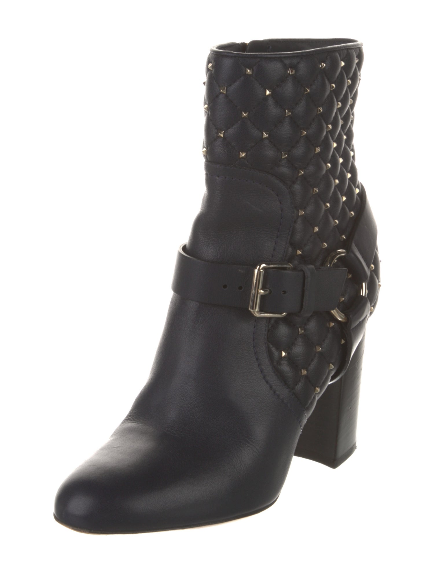 Valentino Rockstud Accents Leather Moto Boots