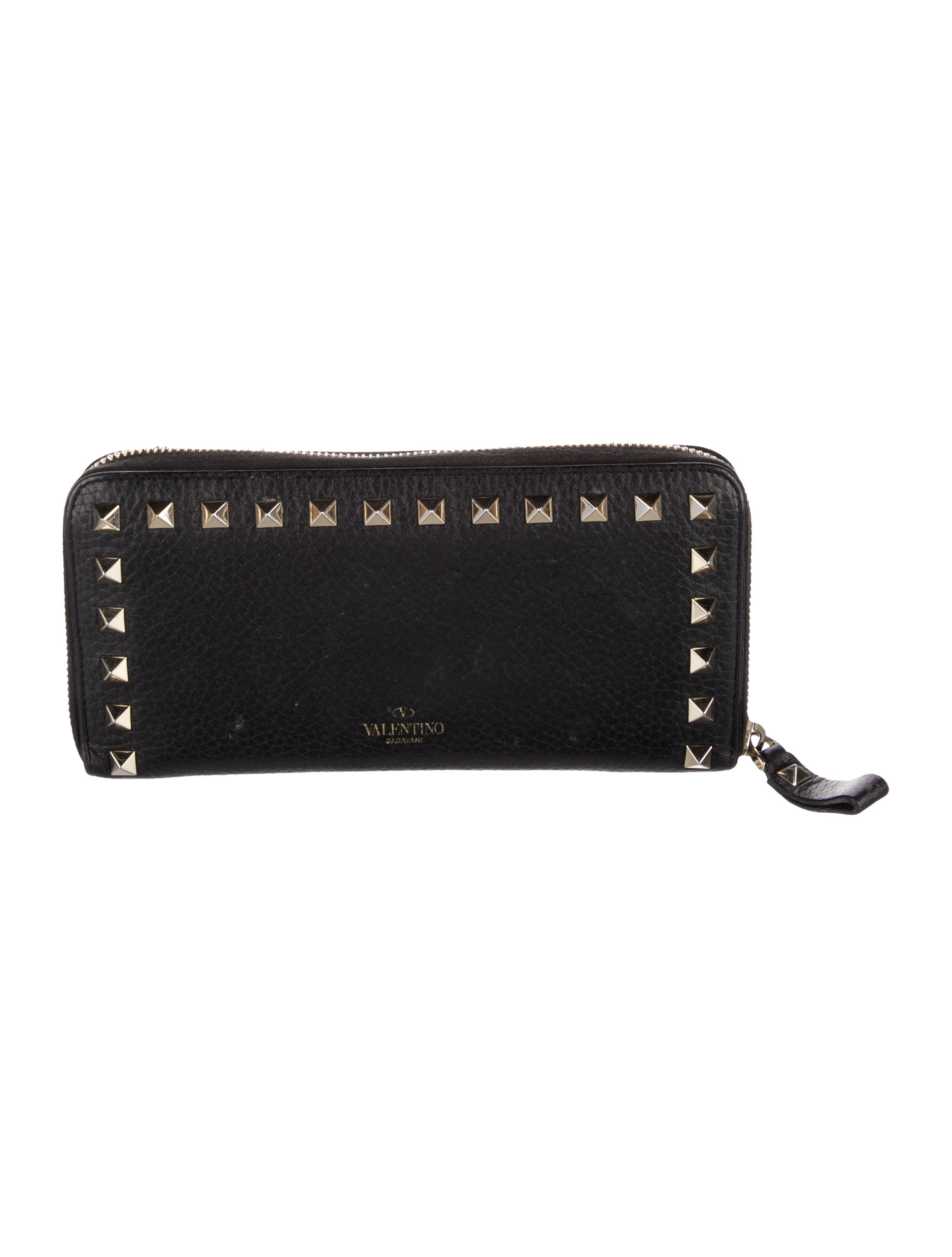 Valentino Rockstud Accents Leather Continental Wallet