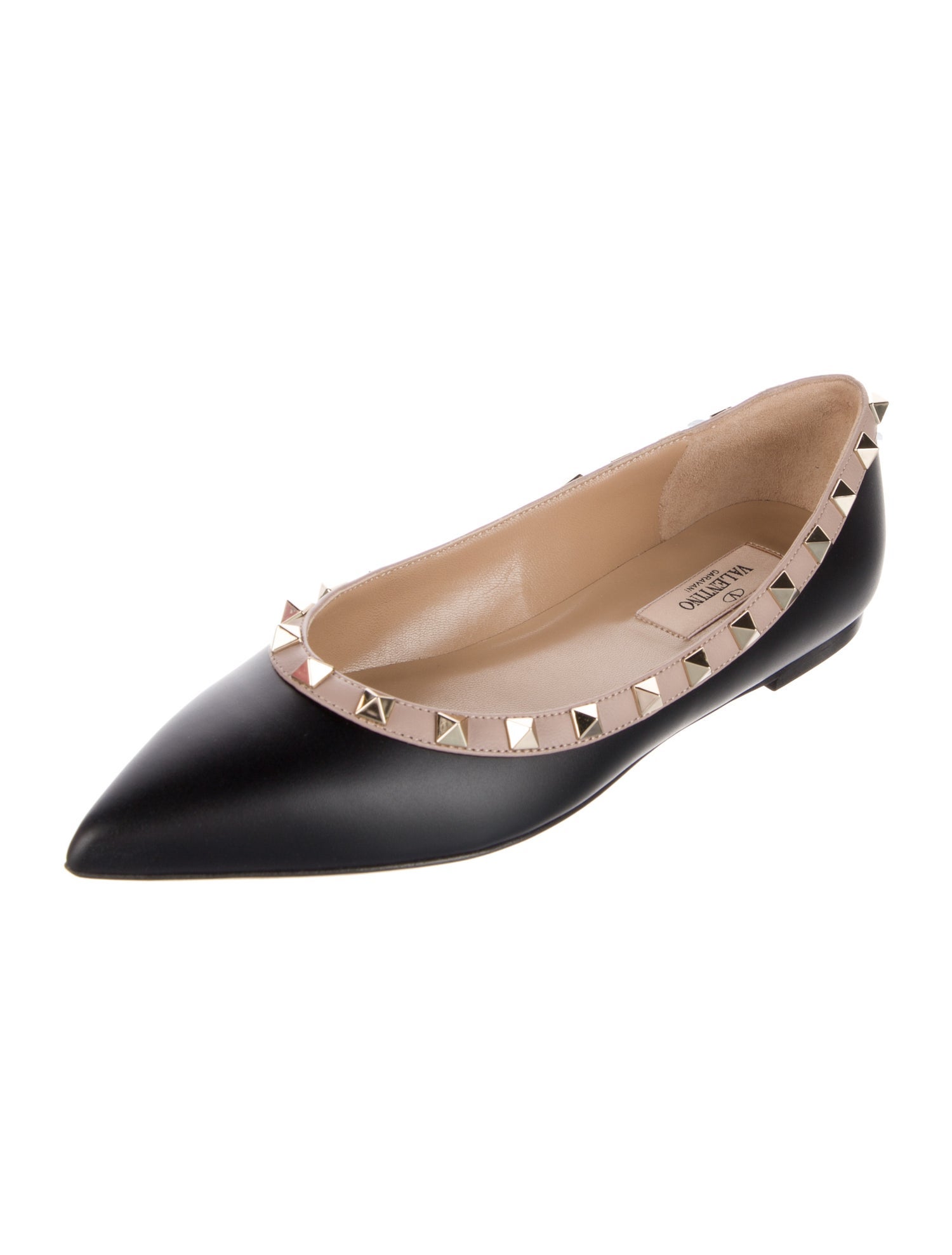 Valentino Rockstud Accents Leather Ballet Flats