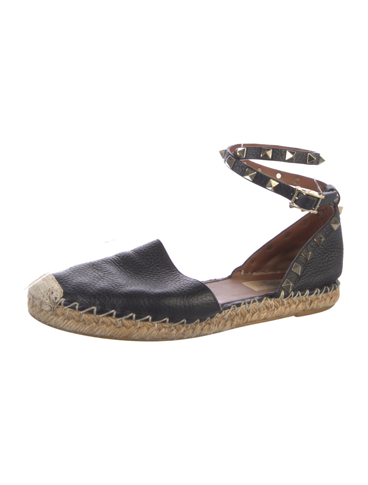 Valentino Rockstud Accents Leather Espadrilles