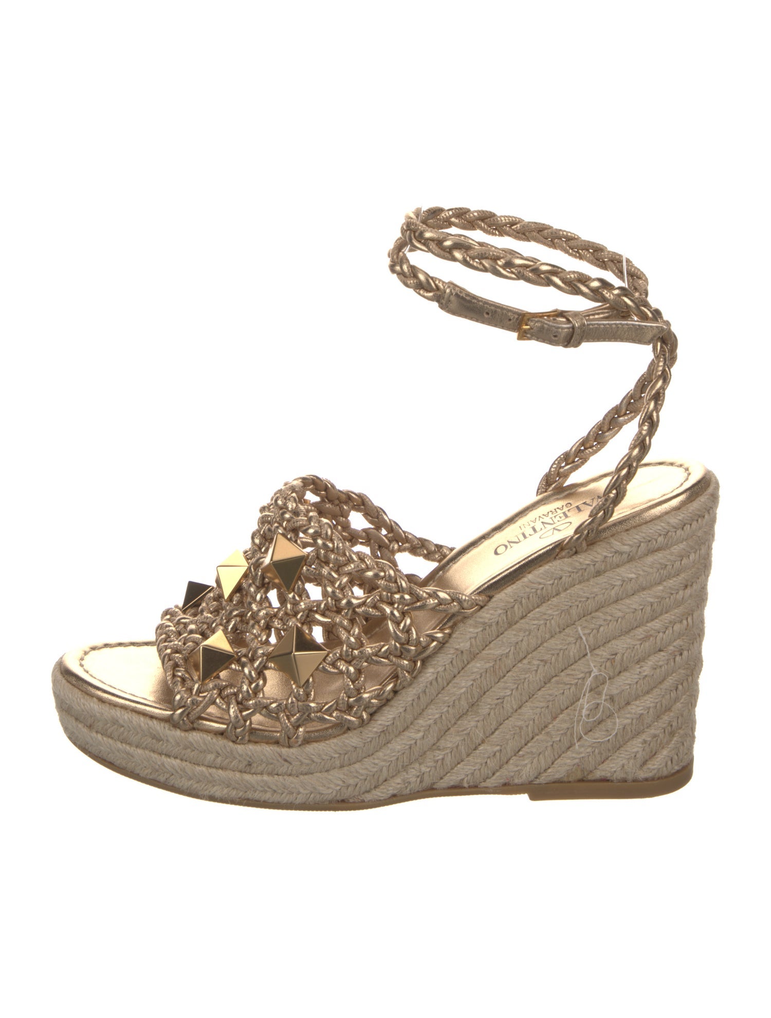 Valentino Rockstud Accents Leather Espadrilles