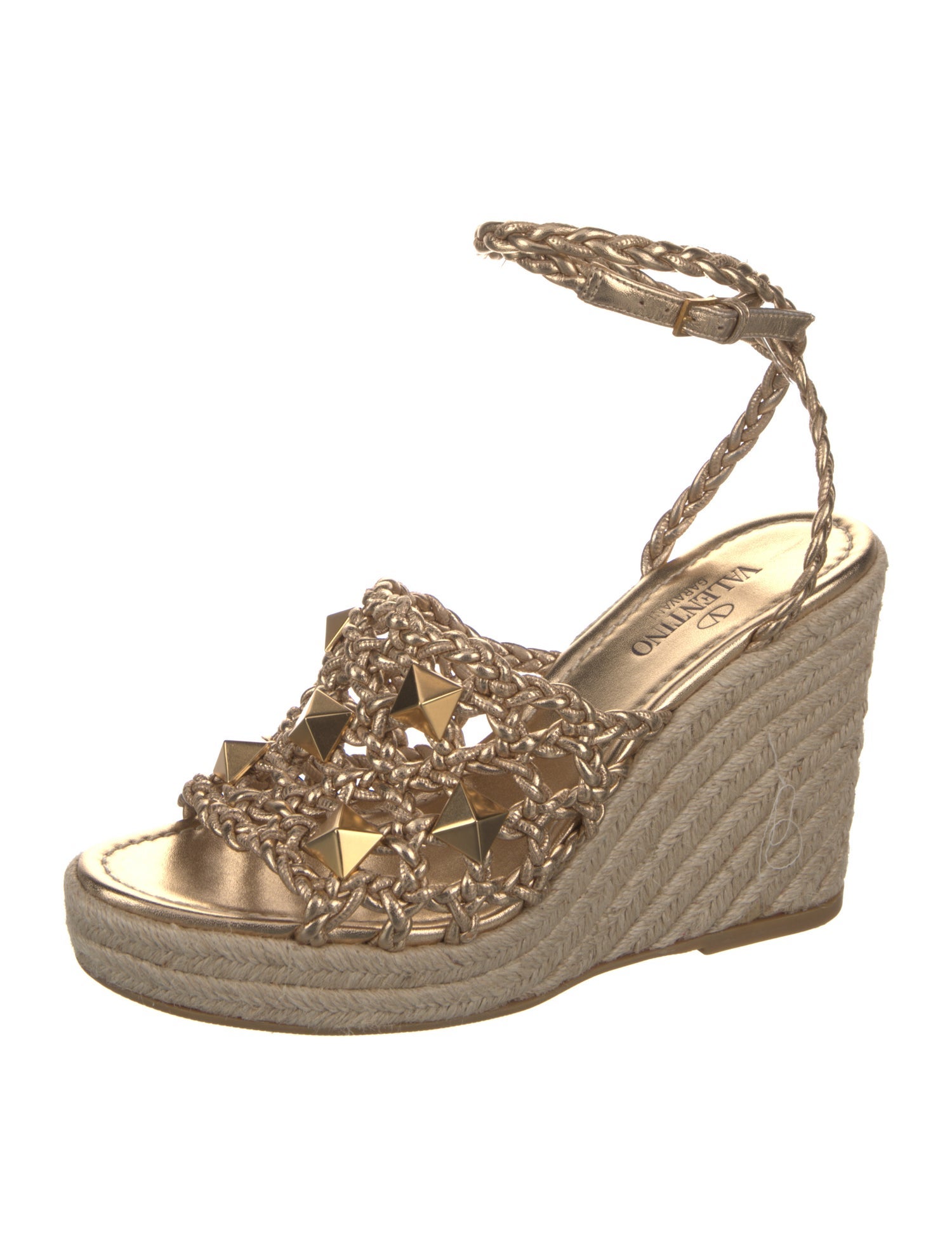 Valentino Rockstud Accents Leather Espadrilles