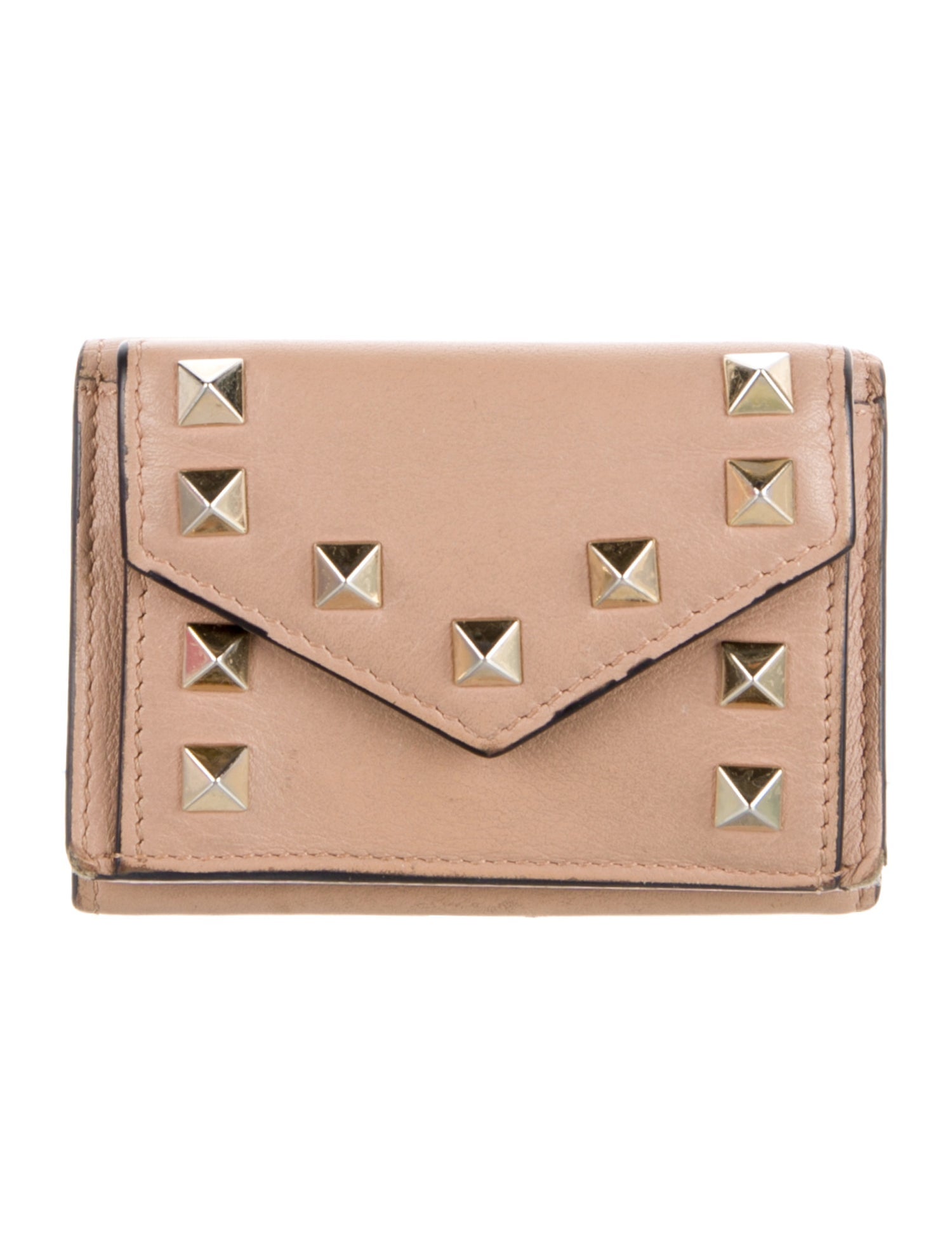 Valentino Rockstud Accents Leather Compact Wallet