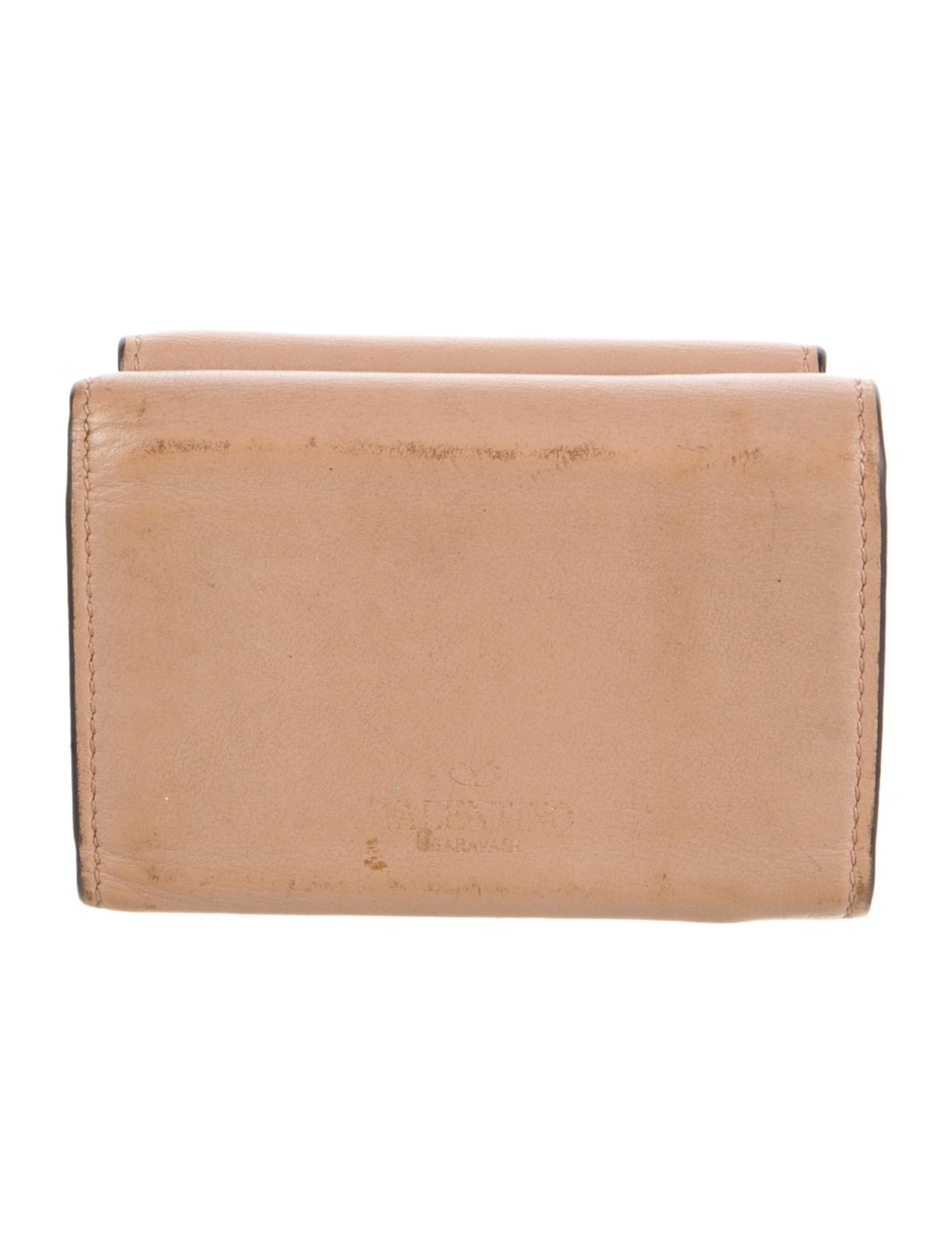 Valentino Rockstud Accents Leather Compact Wallet