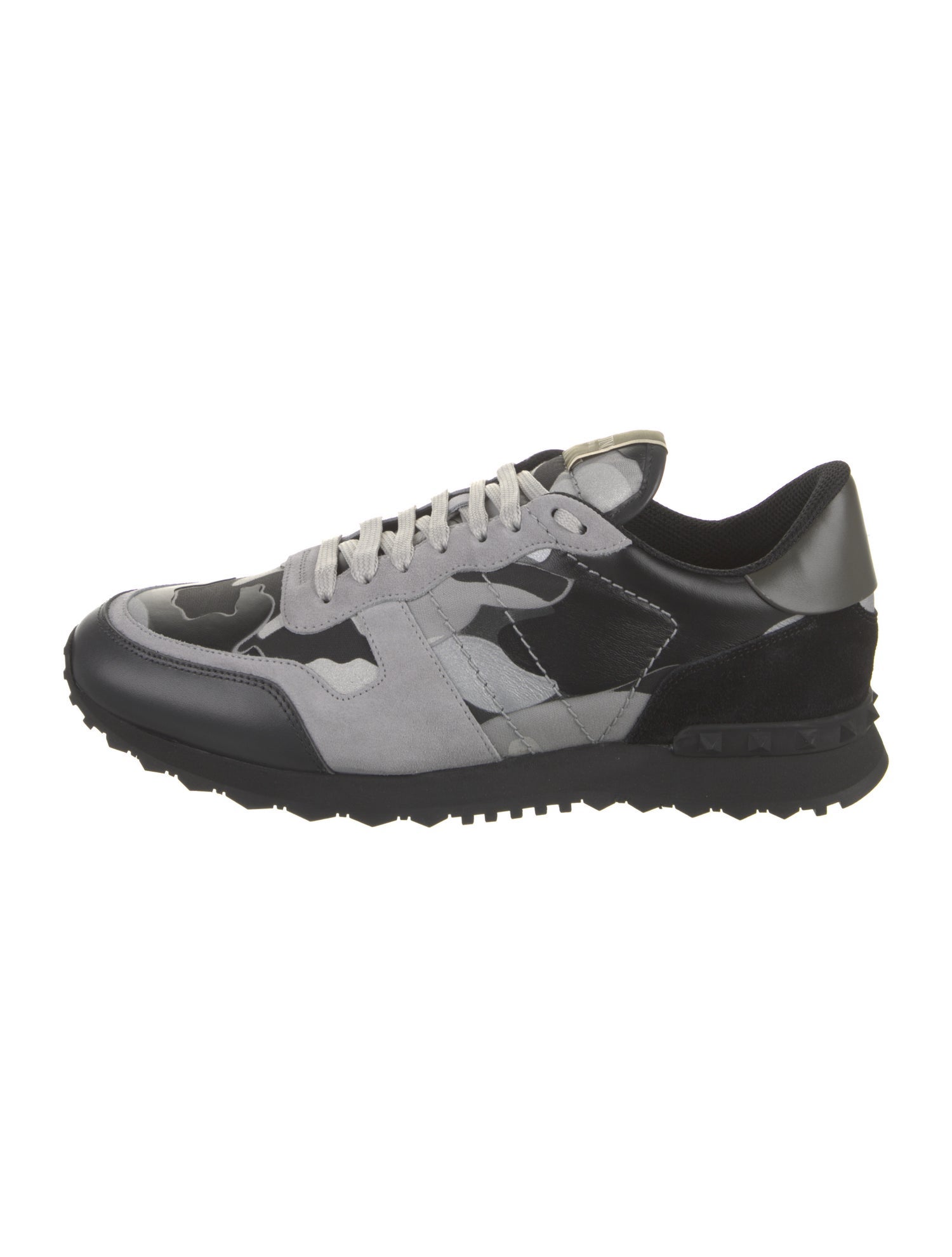 Valentino Leather Camouflage Print Sneakers