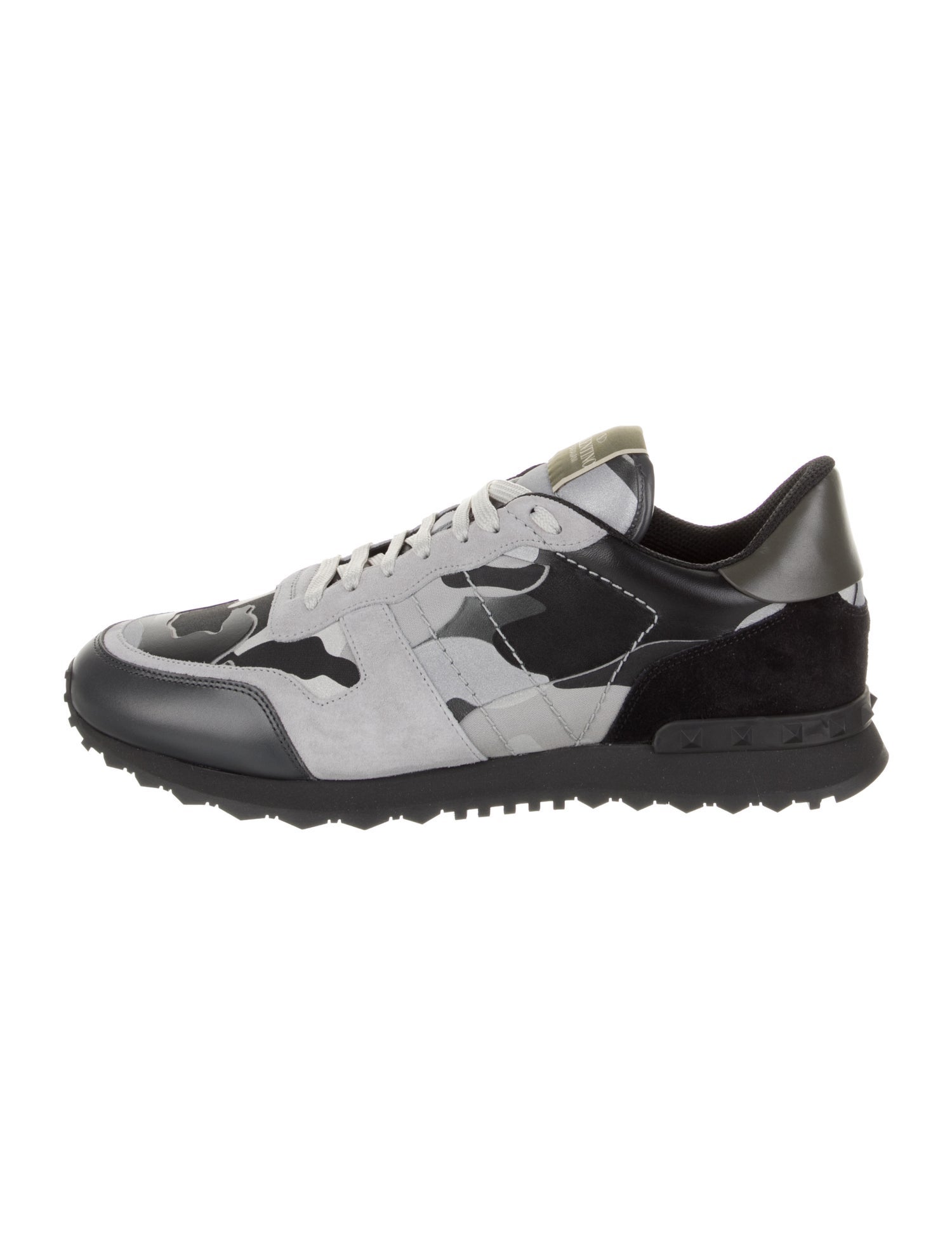 Valentino Leather Camouflage Print Sneakers
