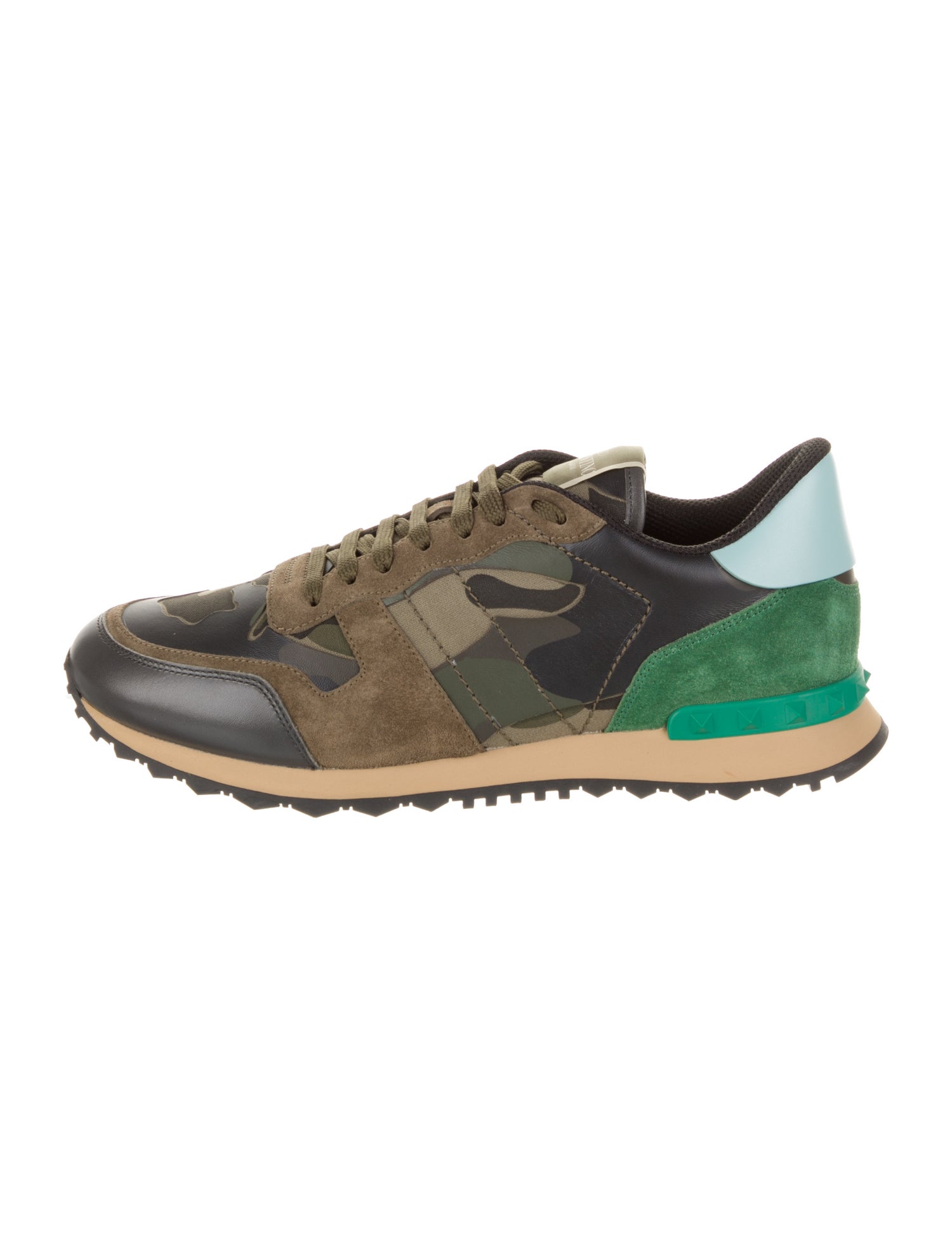 Valentino Leather Camouflage Print Sneakers