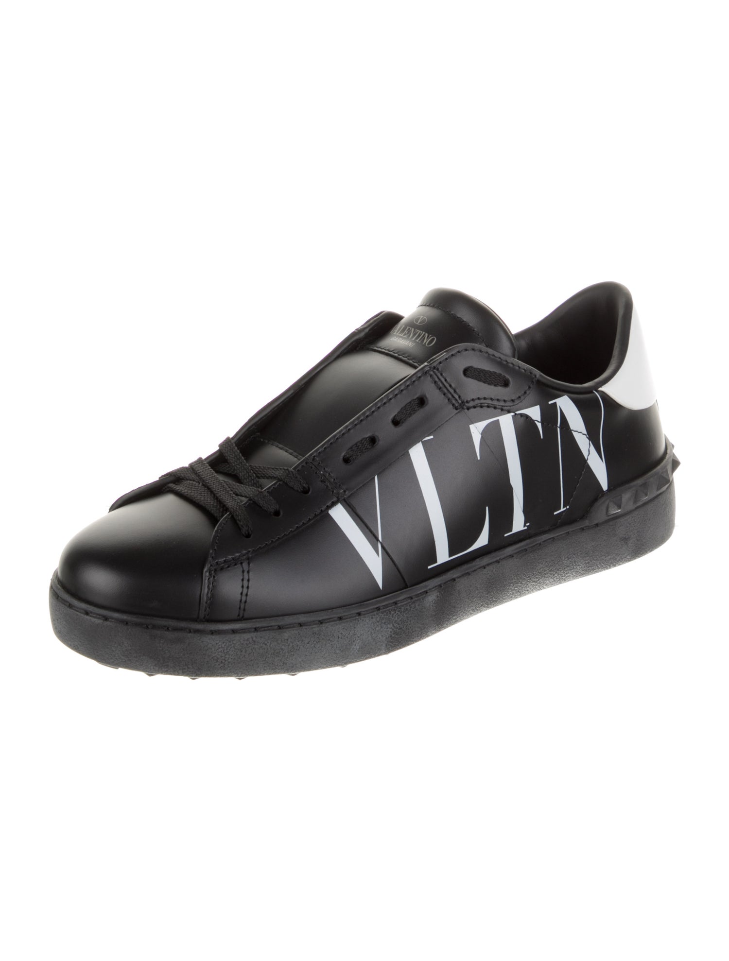 Valentino Leather Graphic Print Sneakers