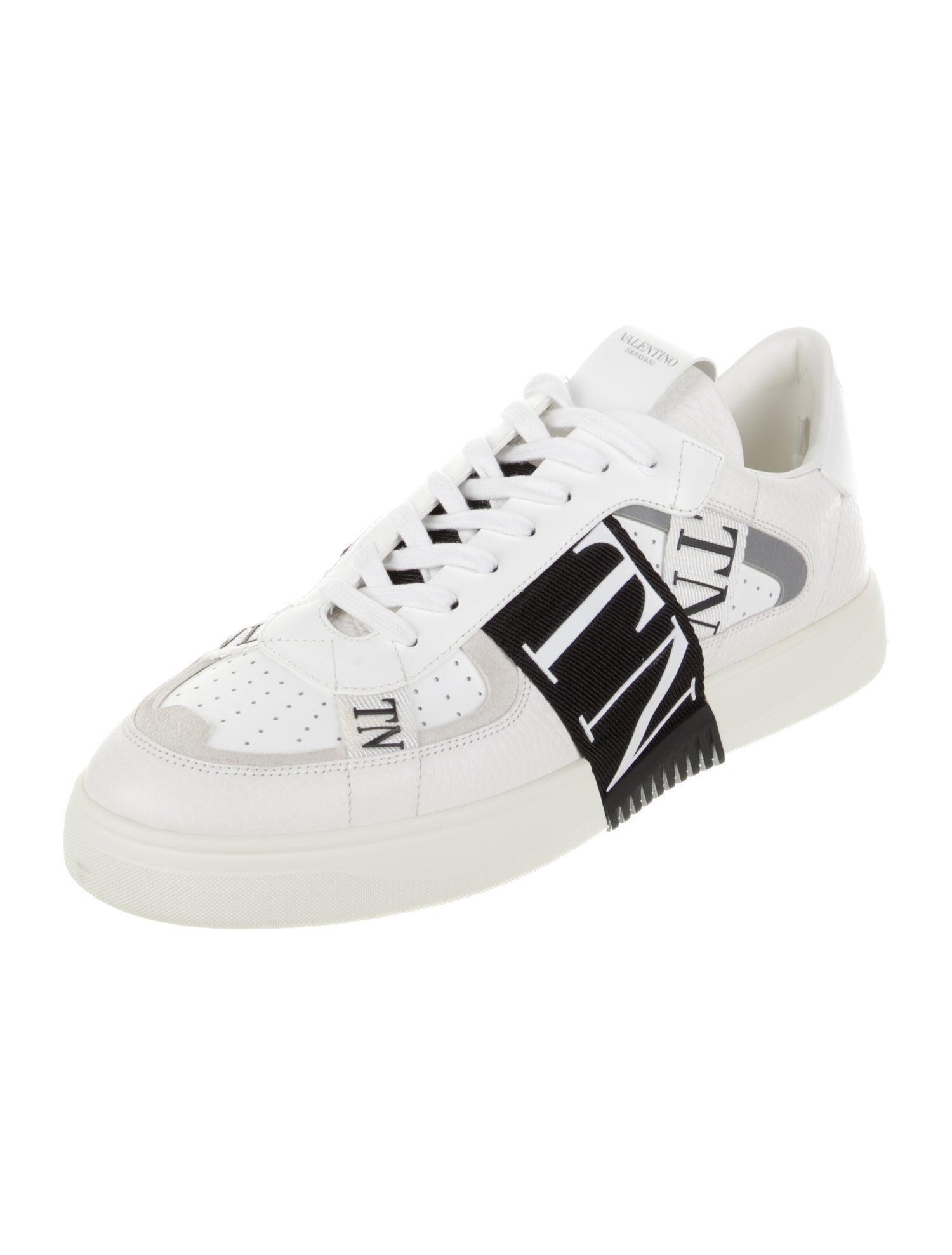 Valentino Leather Graphic Print Sneakers